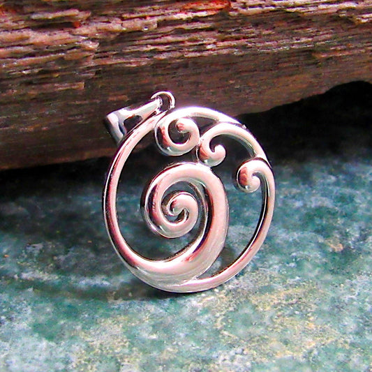 Solid 925 Sterling Silver Ocean Wave Pendant – Beach Necklace Charm - Sea Surfer Jewelry