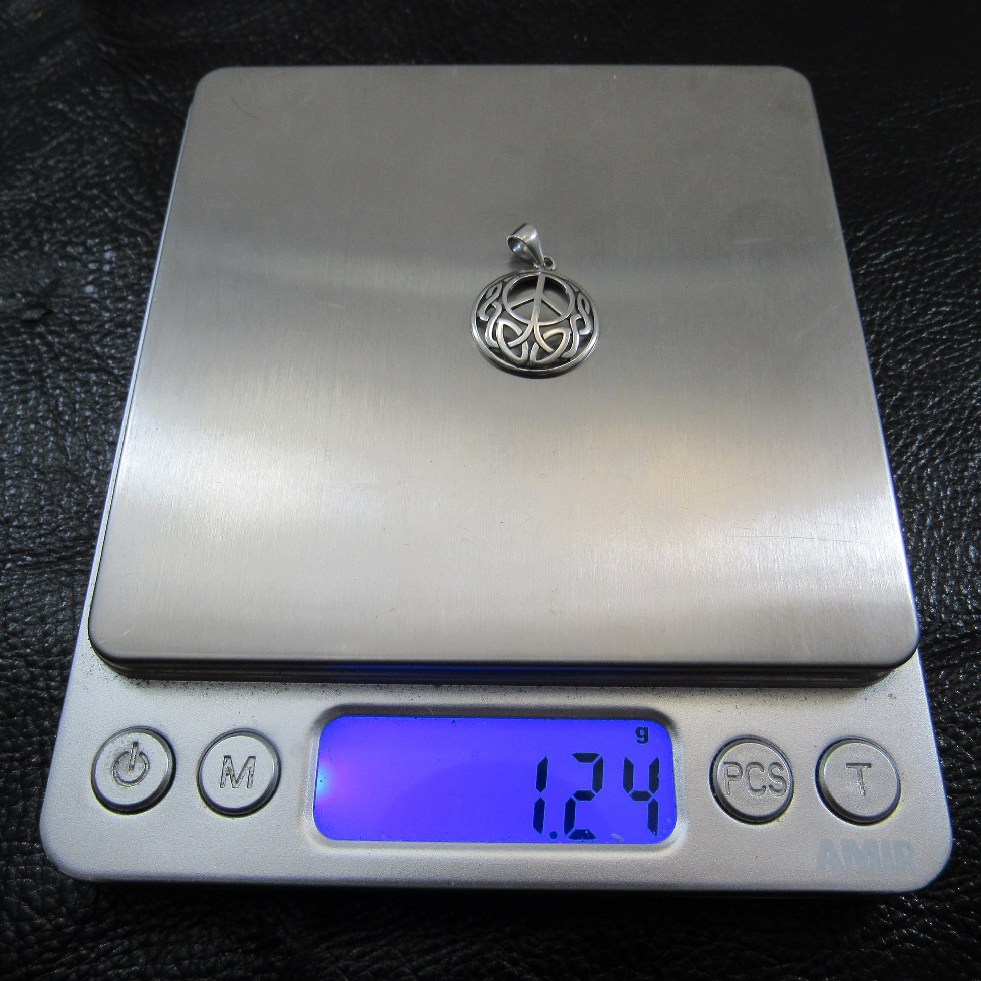 Solid 925 Sterling Silver Peace Sign Pendant with Celtic Knotwork - Hippie Jewelry Charm