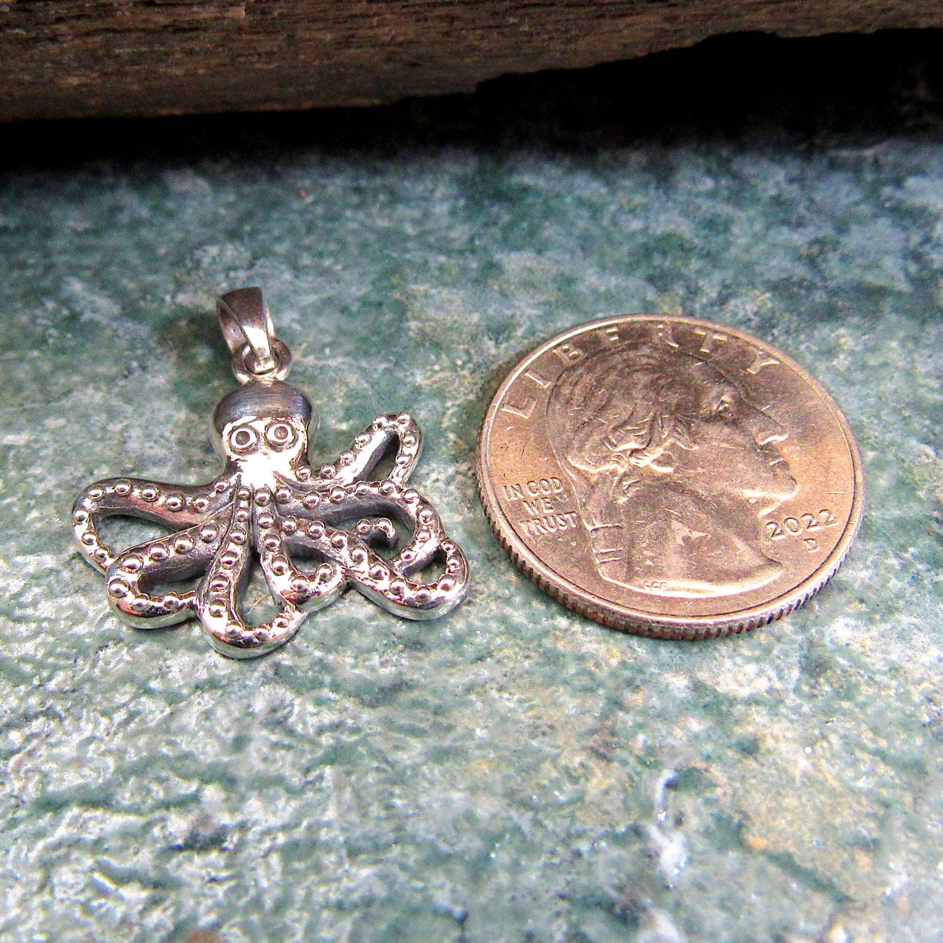 Solid 925 Sterling Silver Octopus Pendant — Nautical Ocean Charm - Sea Creature Jewelry