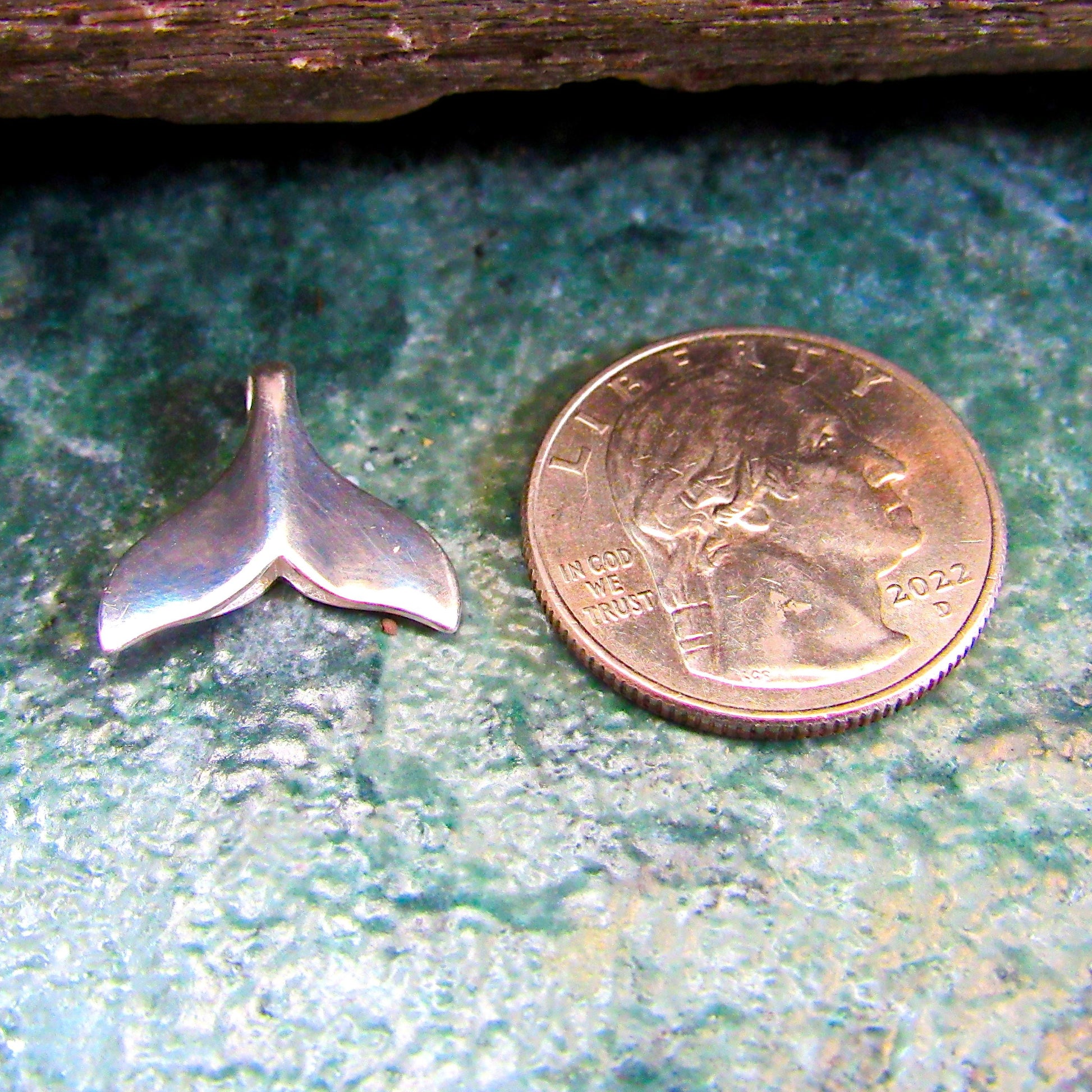 Solid 925 Sterling Silver Small Whale Tail Slide Pendant - Minimalist Ocean Necklace Charm