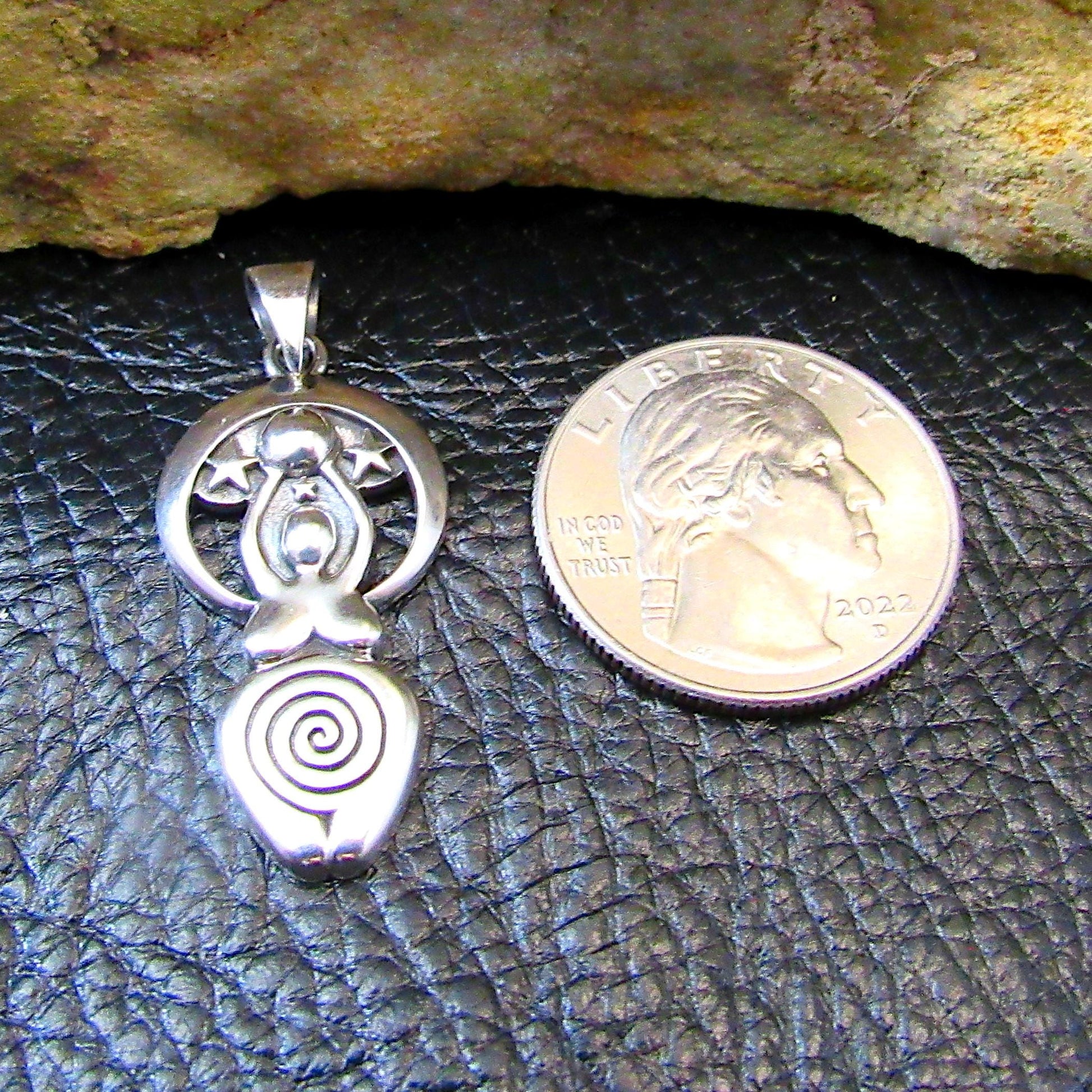 Solid 925 Sterling Silver Triple Moon Spiral Goddess Pendant – Pagan & Wiccan Jewelry, Divine Feminine Charm, Spiritual Gift for Women