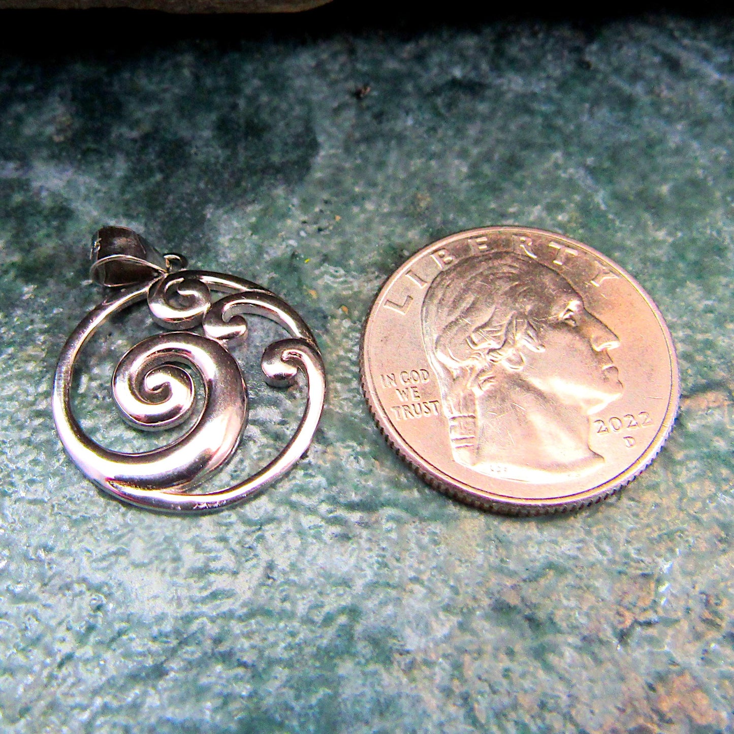 Solid 925 Sterling Silver Ocean Wave Pendant – Beach Necklace Charm - Sea Surfer Jewelry