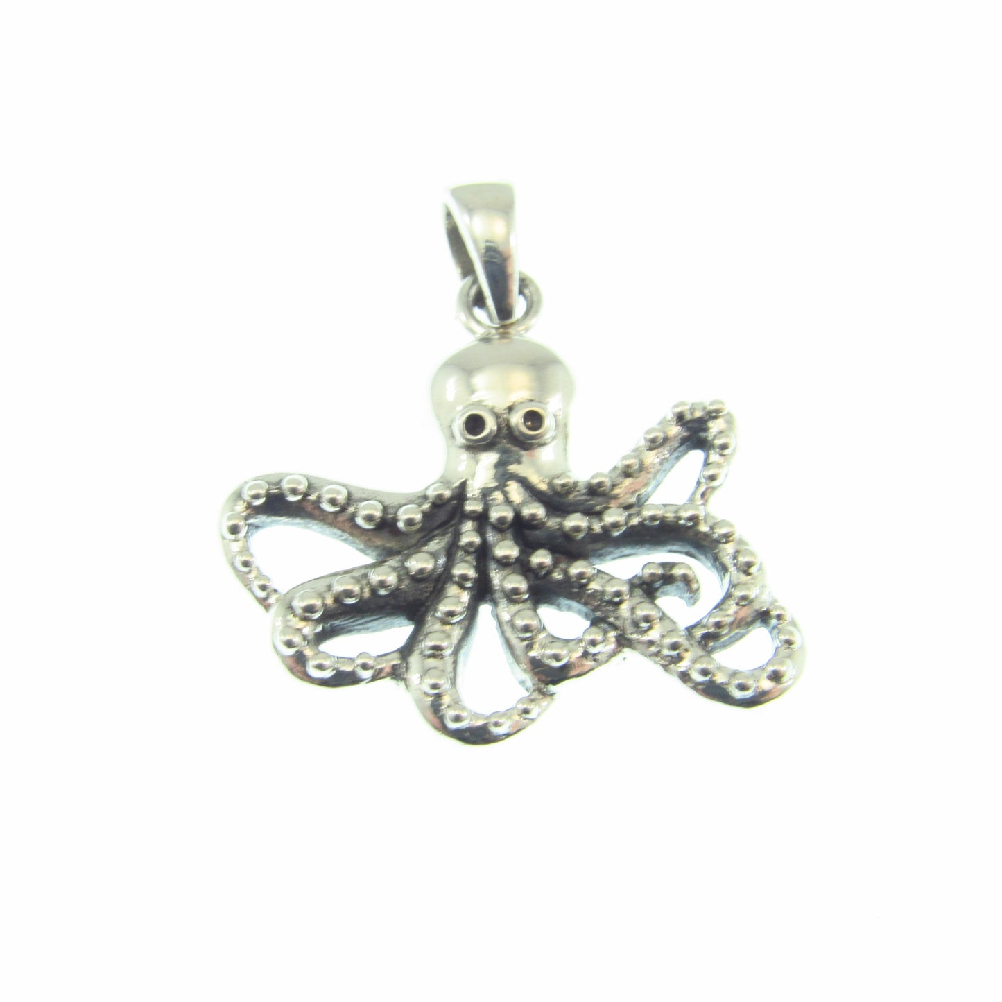 Solid 925 Sterling Silver Octopus Pendant — Nautical Ocean Charm - Sea Creature Jewelry