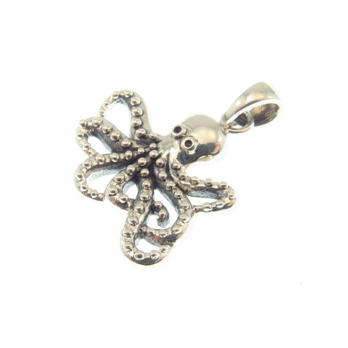 Solid 925 Sterling Silver Octopus Pendant — Nautical Ocean Charm - Sea Creature Jewelry