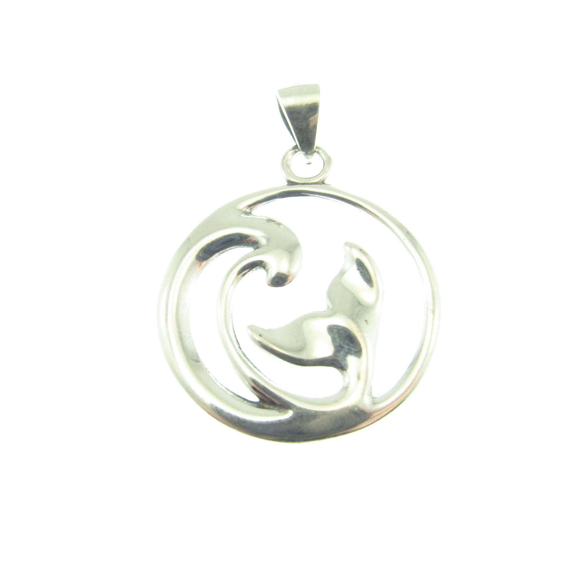 Solid 925 Sterling Silver Dolphin Pendant – Ocean Jewelry - Whale Tail & Wave Necklace Pendant