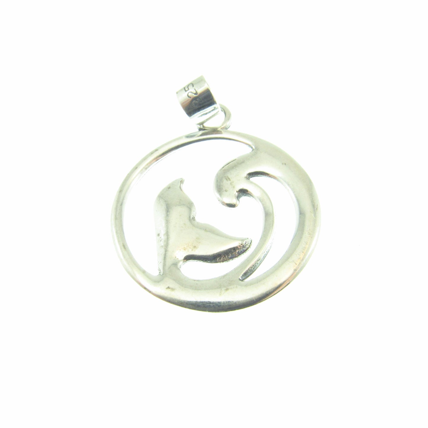 Solid 925 Sterling Silver Dolphin Pendant – Ocean Jewelry - Whale Tail & Wave Necklace Pendant