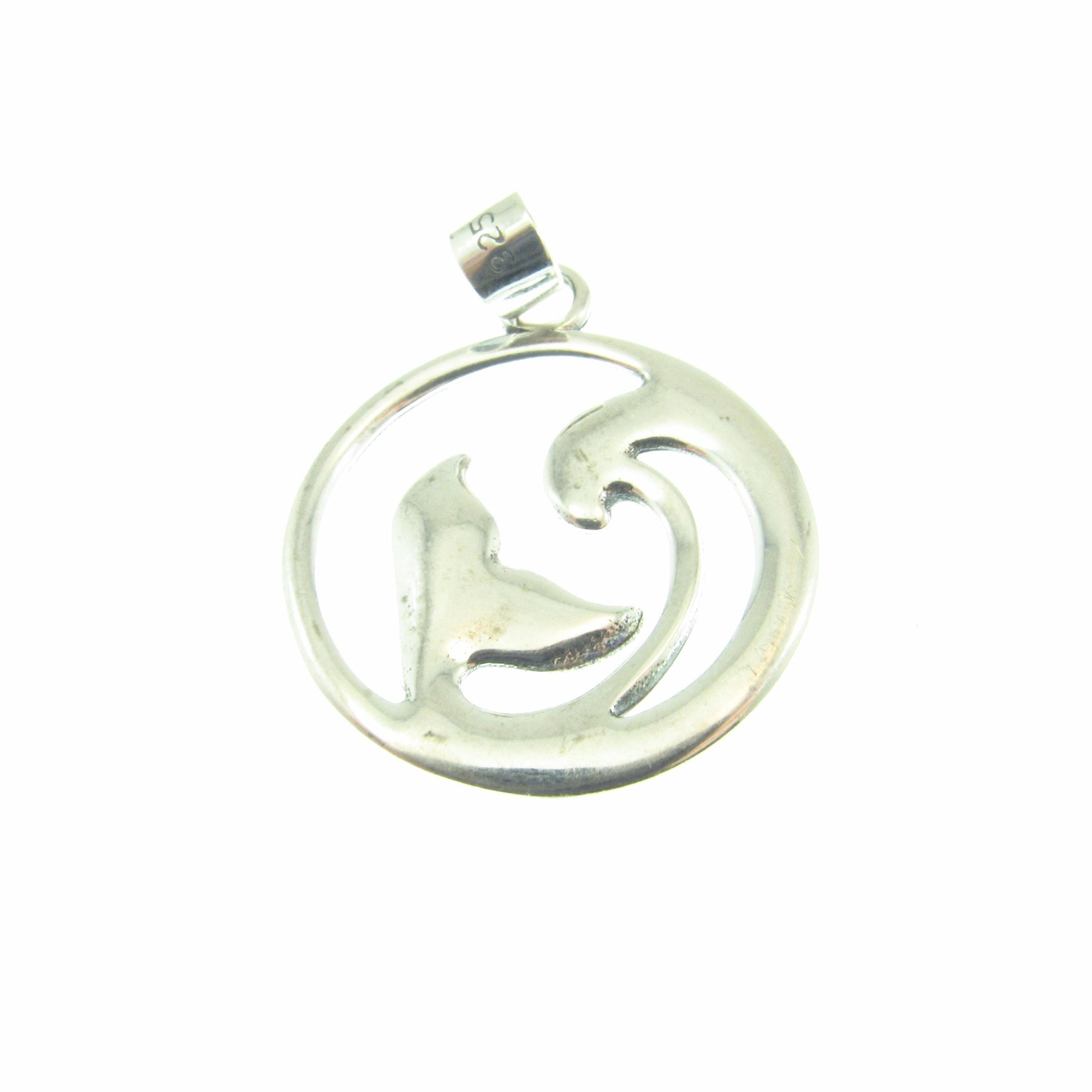 Solid 925 Sterling Silver Dolphin Pendant – Ocean Jewelry - Whale Tail & Wave Necklace Pendant