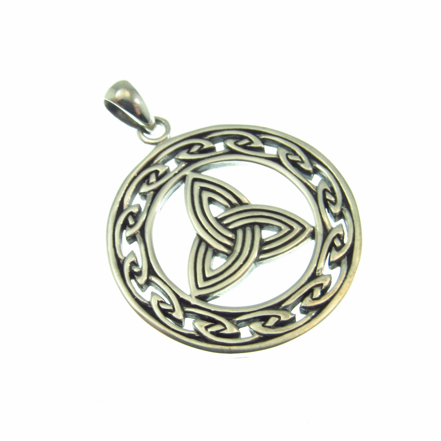 Eternal Triquetra Talisman Pendant Necklace – Celtic Trinity Knot Protection Amulet in Solid 925 Sterling Silver