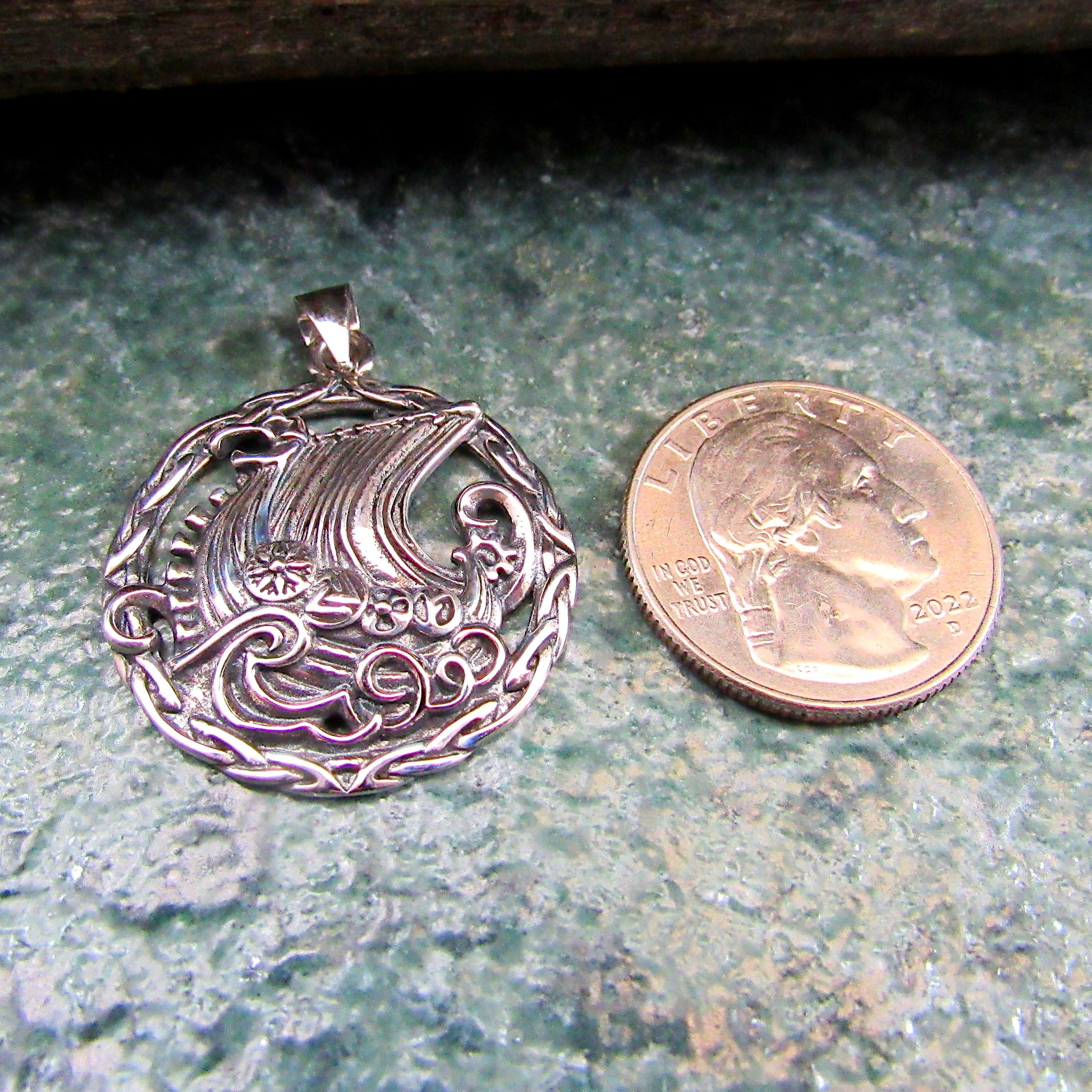 Solid 925 Sterling Silver Viking Ship Pendant, Norse Longboat Necklace Pendant, Ocean Scene Amulet, Silver Longship Charm, Sailboat Jewelry