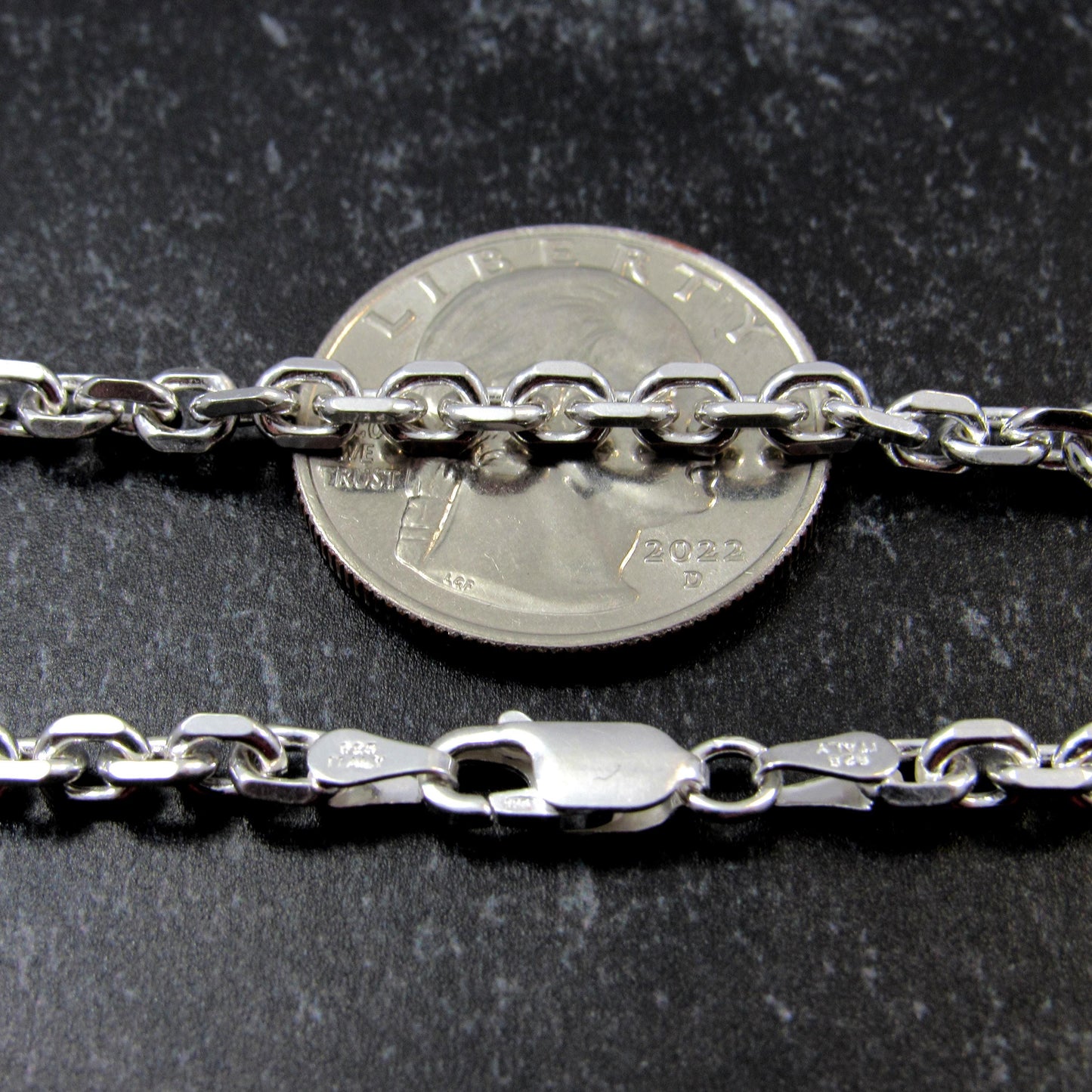 Solid 925 Sterling Silver Anchor Link Chain, Men's & Women's Necklace or Bracelet, Italian Made Cable Chain, Fine Silver Nautical Jewelry