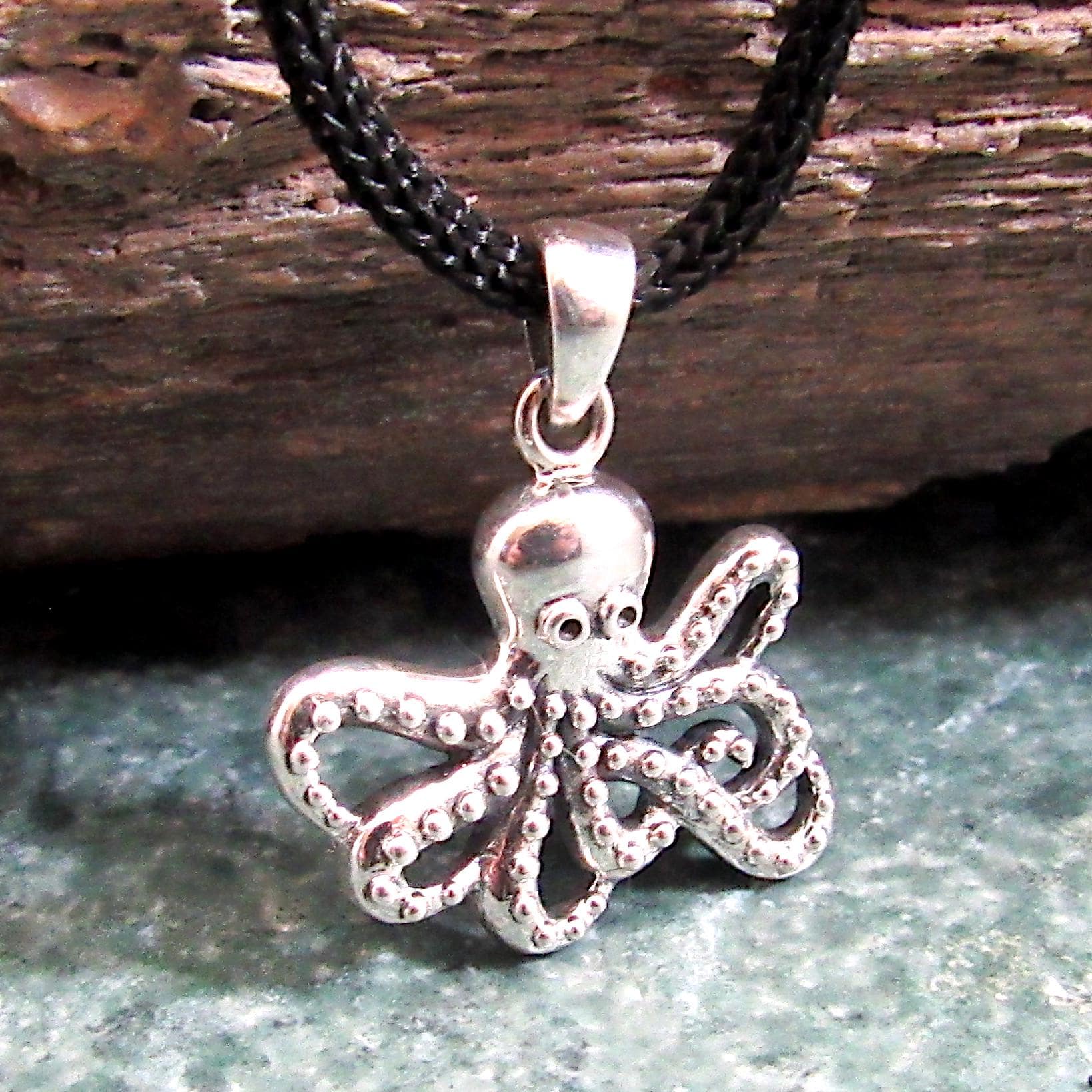 Solid 925 Sterling Silver Octopus Pendant — Nautical Ocean Charm - Sea Creature Jewelry