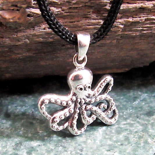 Solid 925 Sterling Silver Octopus Pendant — Nautical Ocean Charm - Sea Creature Jewelry