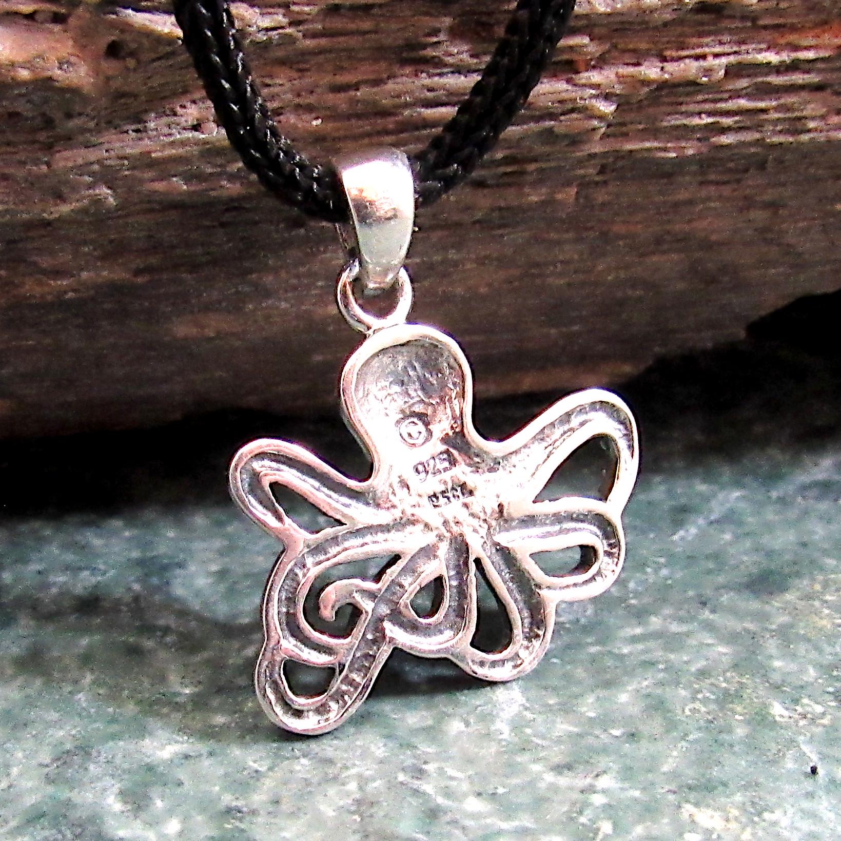 Solid 925 Sterling Silver Octopus Pendant — Nautical Ocean Charm - Sea Creature Jewelry