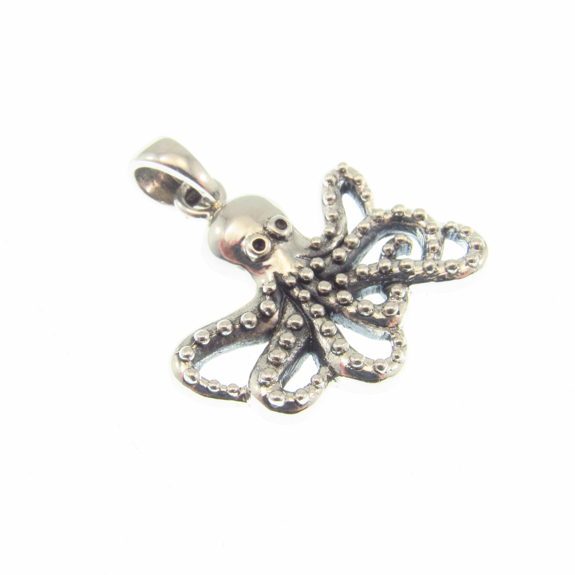 Solid 925 Sterling Silver Octopus Pendant — Nautical Ocean Charm - Sea Creature Jewelry