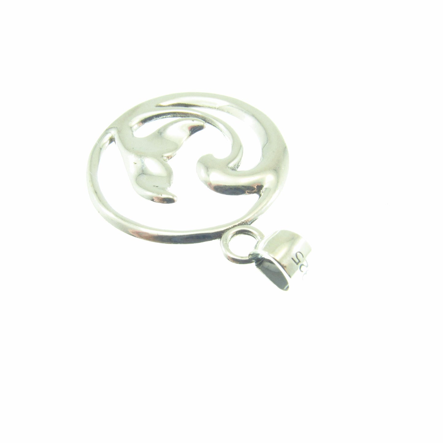 Solid 925 Sterling Silver Dolphin Pendant – Ocean Jewelry - Whale Tail & Wave Necklace Pendant