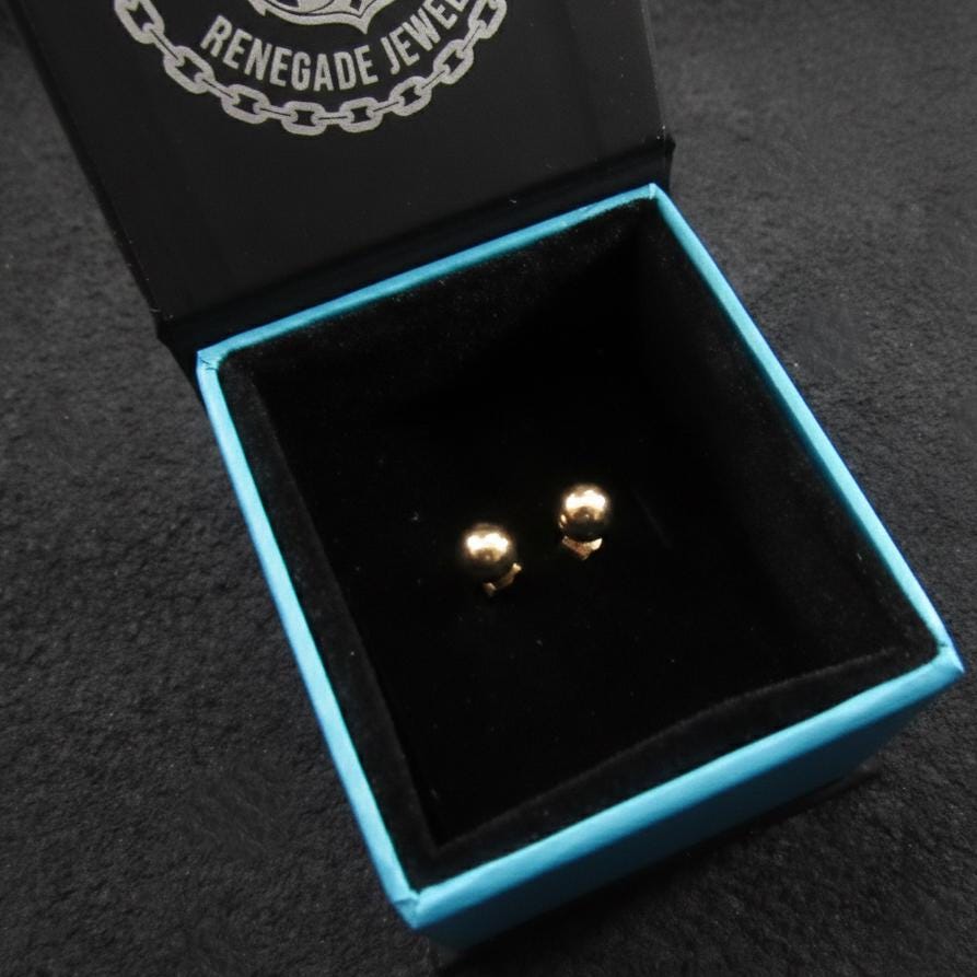 Solid 14k Gold Ball Stud Earrings – Simple Round Studs in Small, Medium & Large Sizes – Minimalist Earring Balls for Men / Women