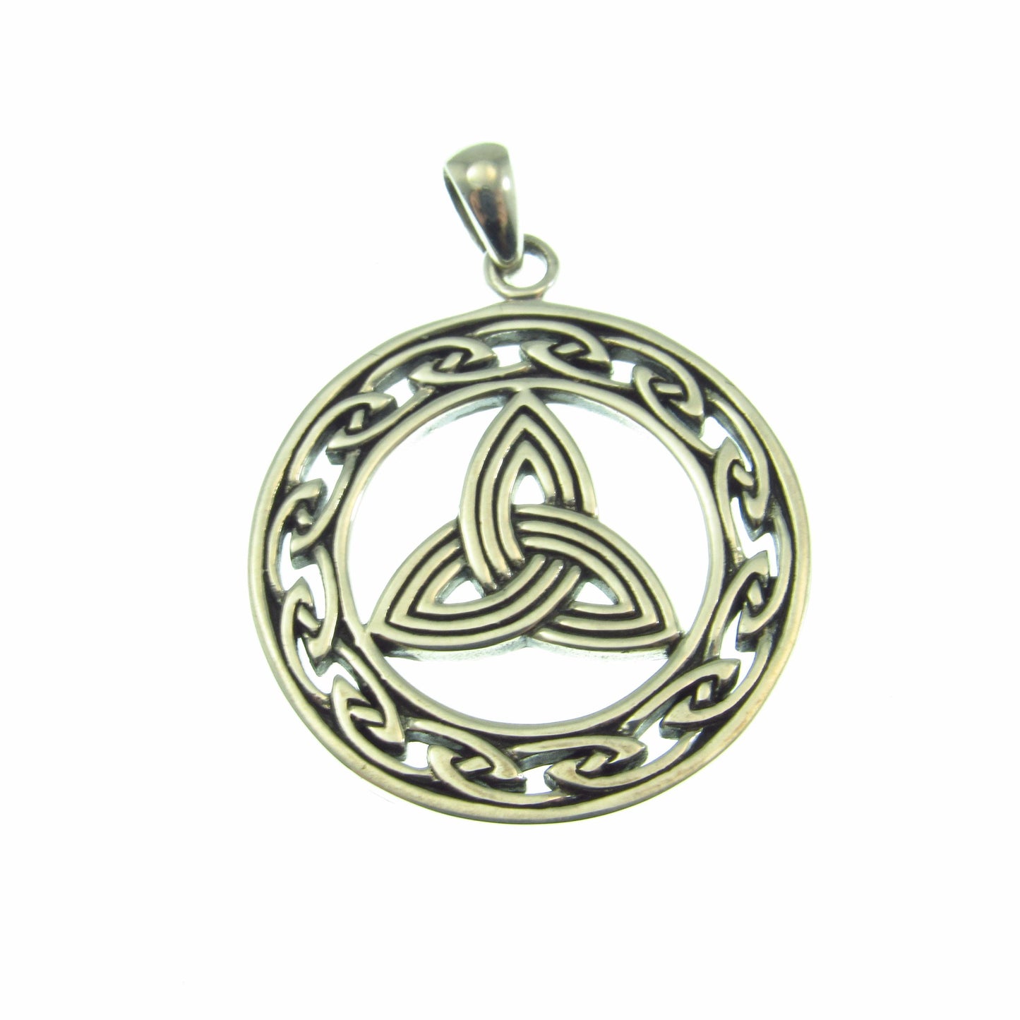 Eternal Triquetra Talisman Pendant Necklace – Celtic Trinity Knot Protection Amulet in Solid 925 Sterling Silver