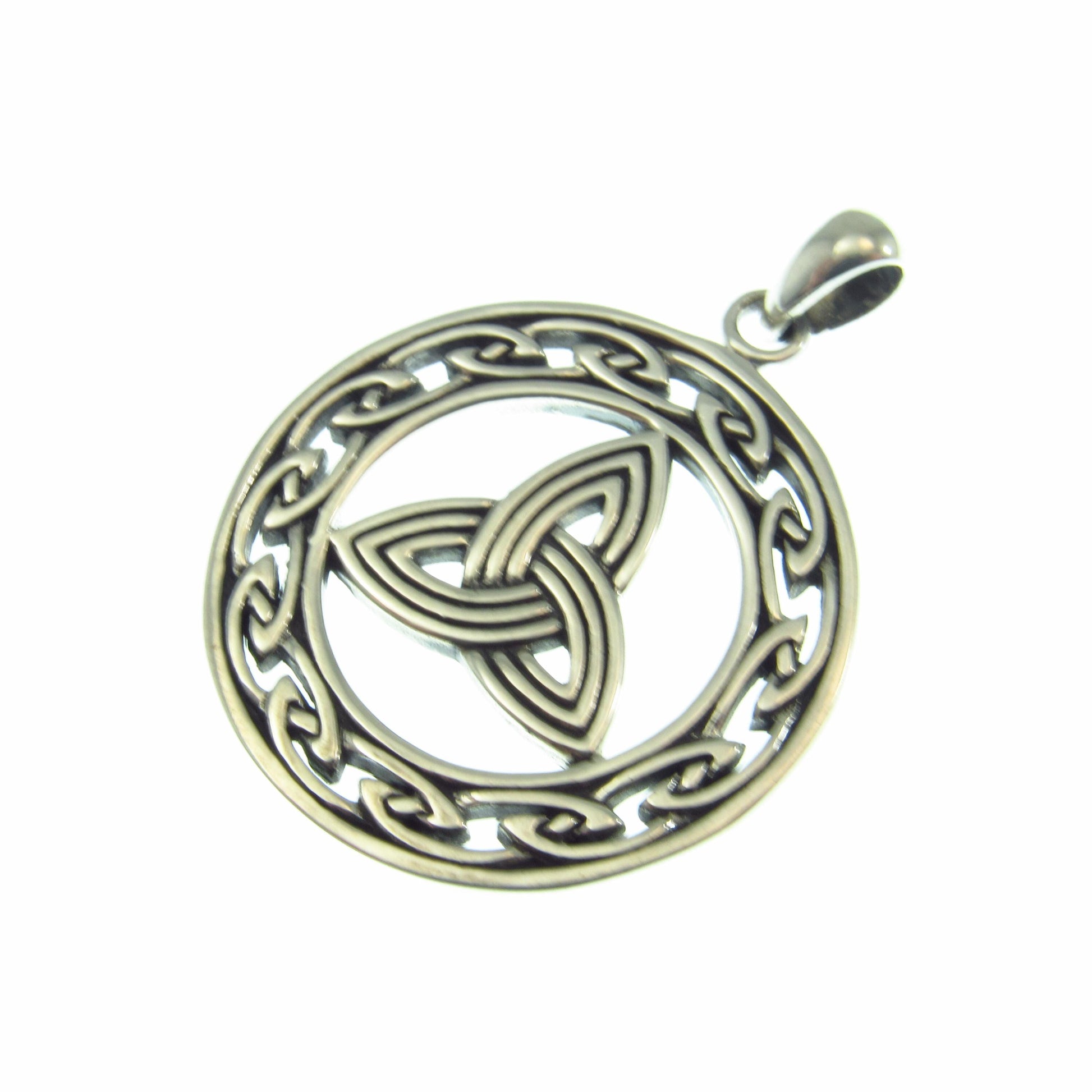 Eternal Triquetra Talisman Pendant Necklace – Celtic Trinity Knot Protection Amulet in Solid 925 Sterling Silver