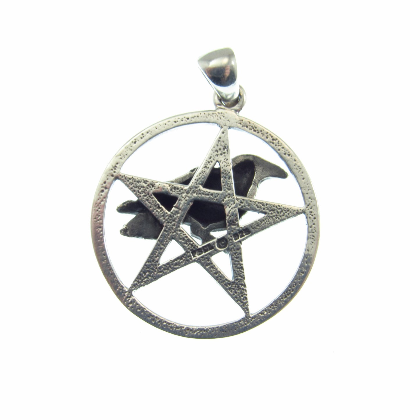 Solid 925 Sterling Silver Raven of Prophecy Pentacle Pentagram Talisman – Gothic Occult Protection Pendant