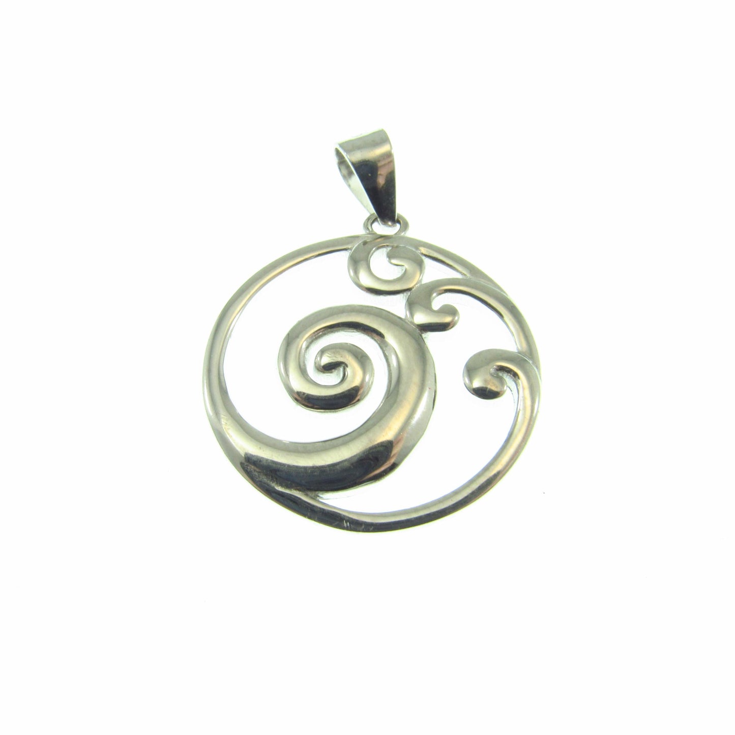 Solid 925 Sterling Silver Ocean Wave Pendant – Beach Necklace Charm - Sea Surfer Jewelry