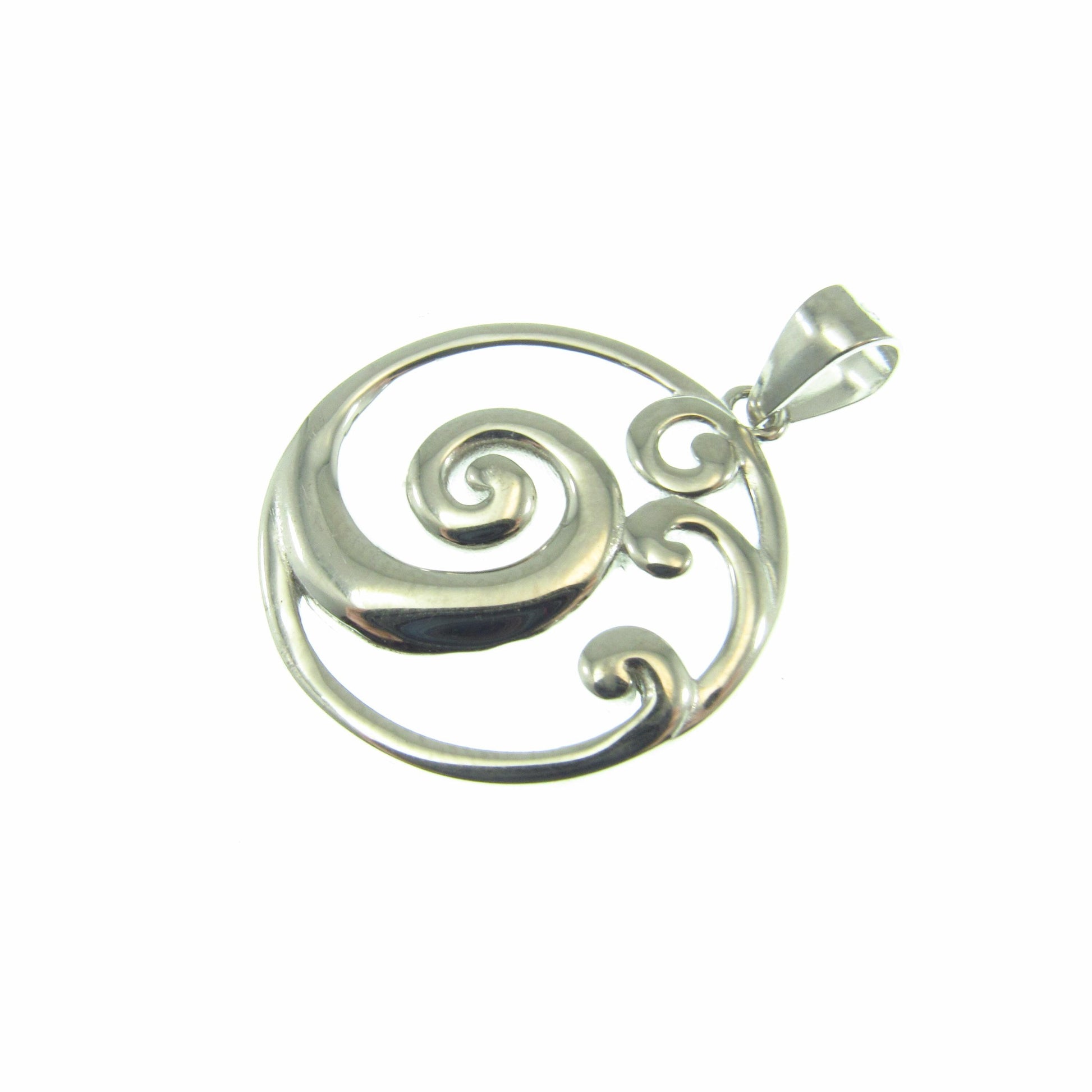 Solid 925 Sterling Silver Ocean Wave Pendant – Beach Necklace Charm - Sea Surfer Jewelry
