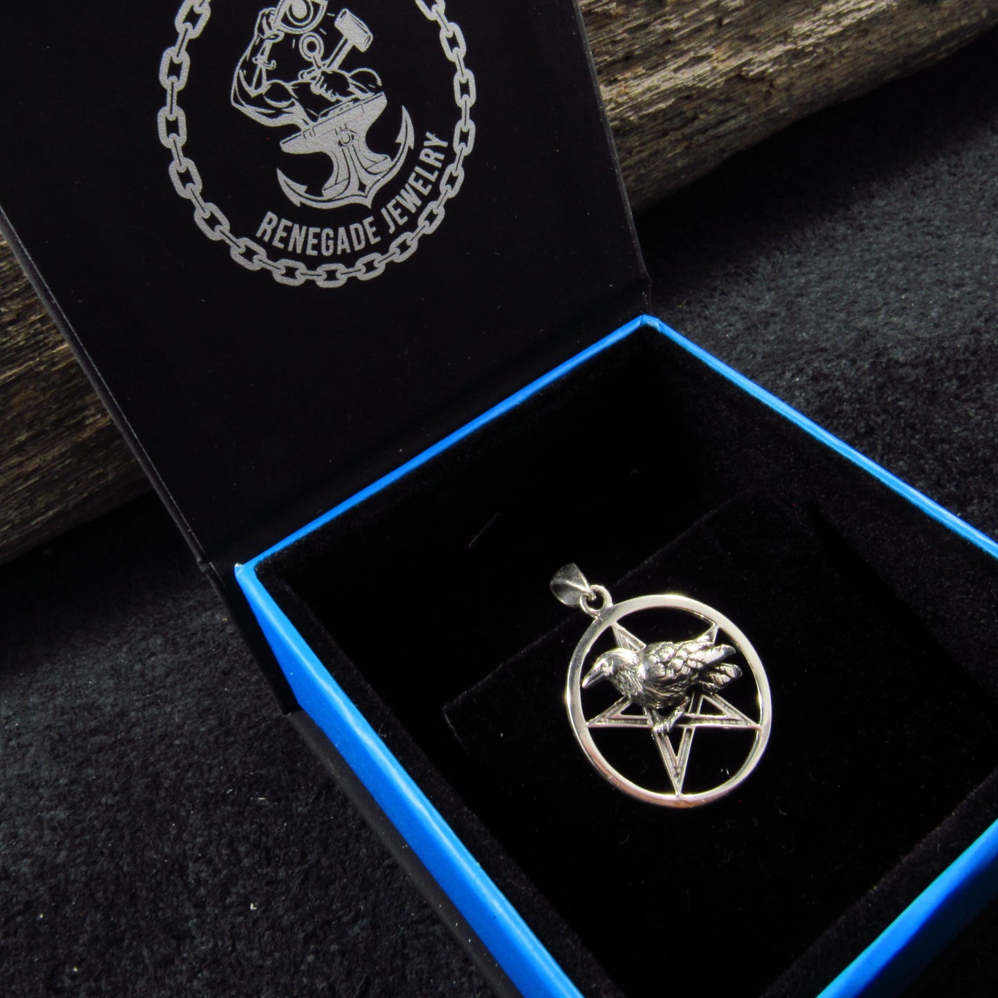 Solid 925 Sterling Silver Raven of Prophecy Pentacle Pentagram Talisman – Gothic Occult Protection Pendant