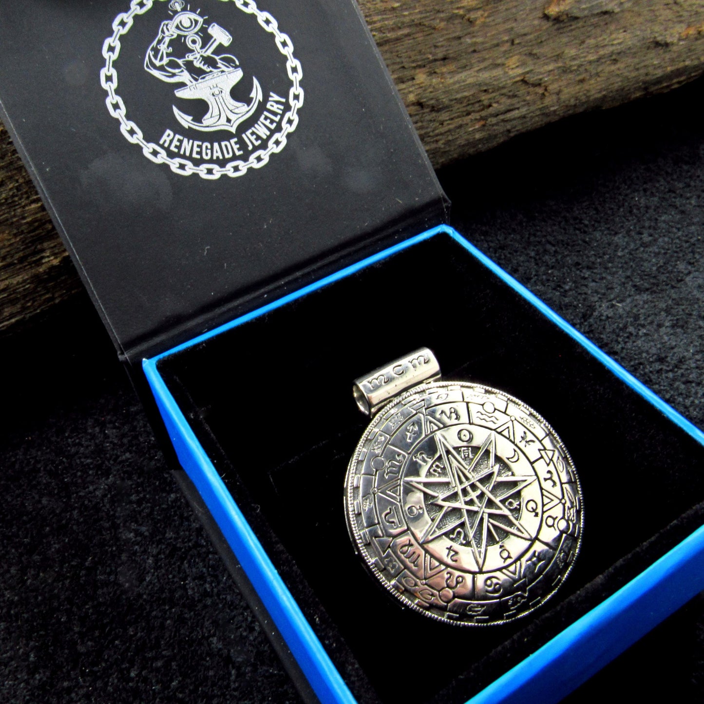 Solid 925 Sterling Silver Magic Circle Pendant, Pagan Witchcraft Amulet Designed by Oberon Zell