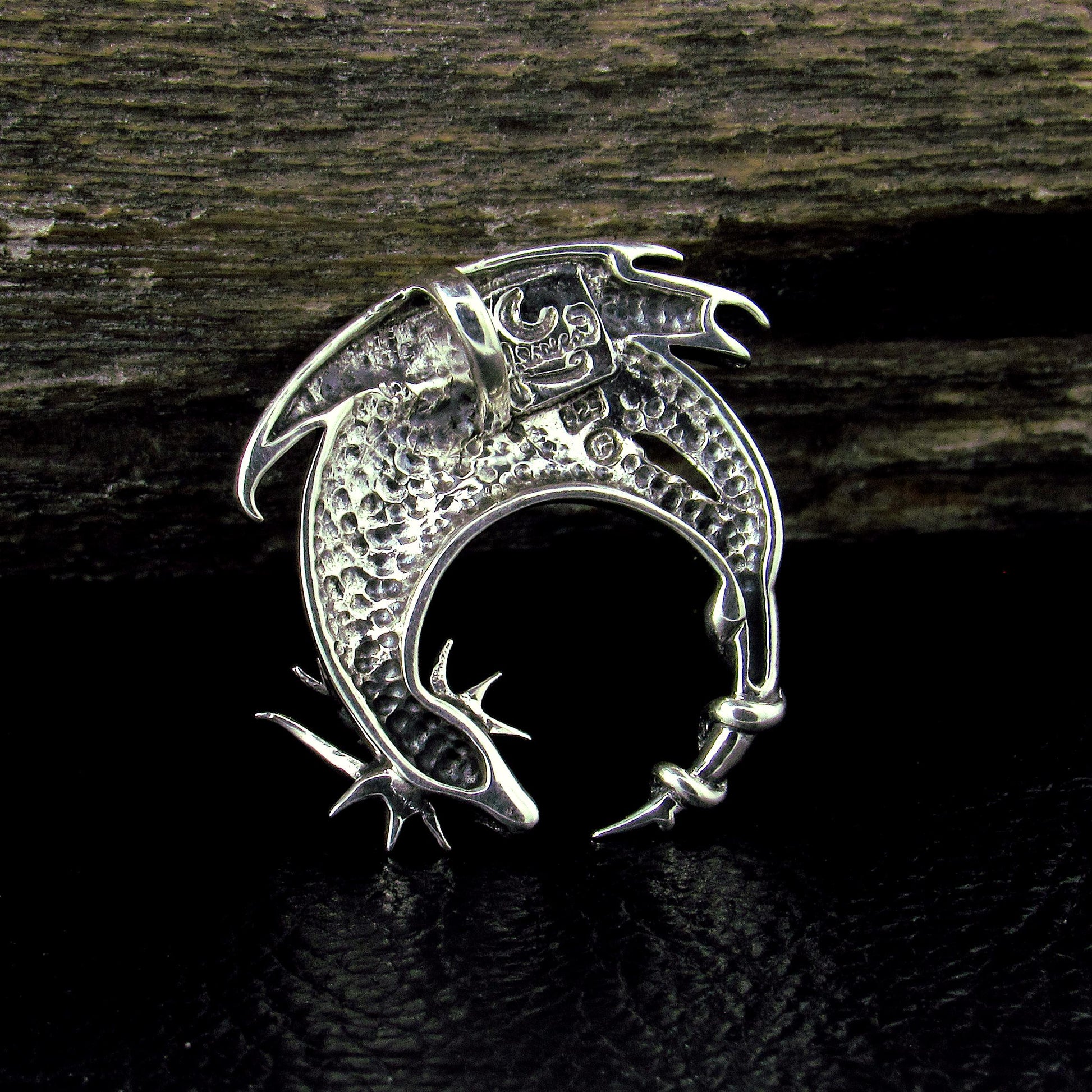 Solid 925 Sterling Silver Dragon Moon Slide Pendant – Mystical Guardian Talisman, Jessica Galbreth Art