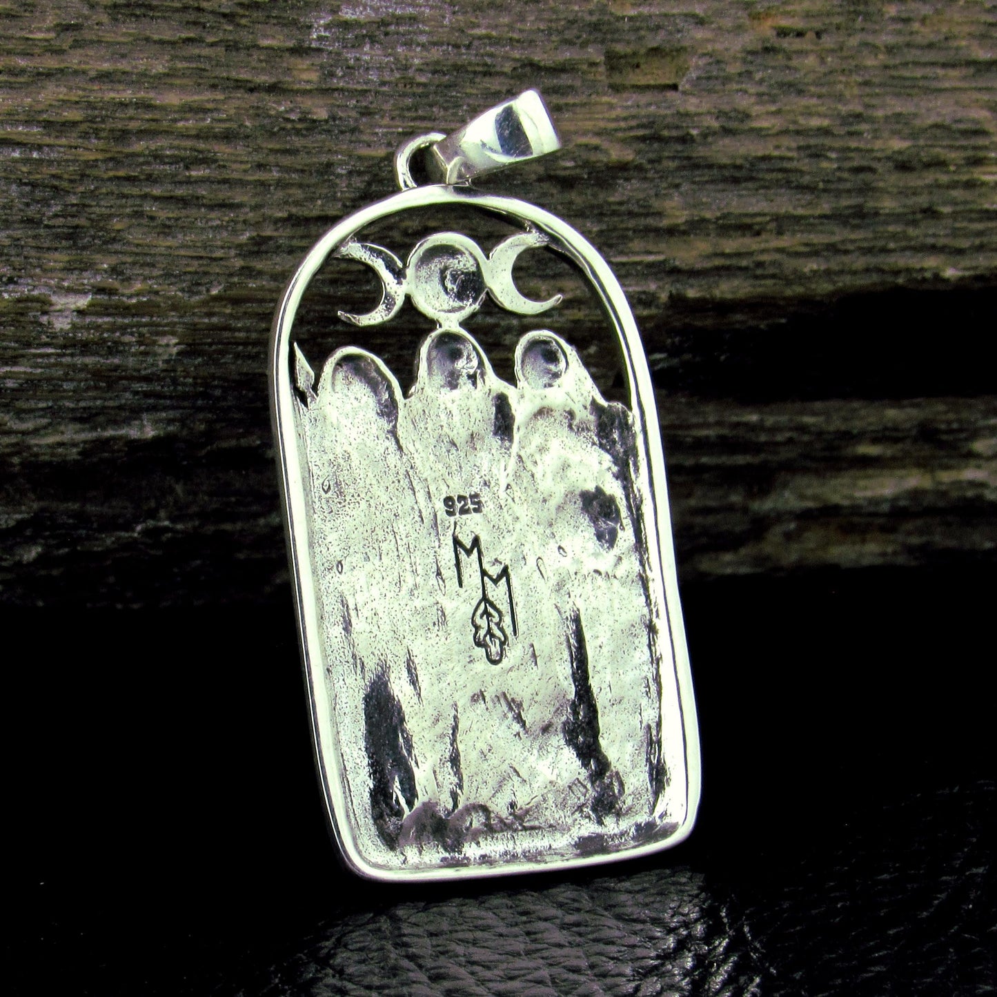 Solid 925 Sterling Silver Triple Moon Goddess Pendant – Neopagan Lunar Symbol by Mickie Mueller