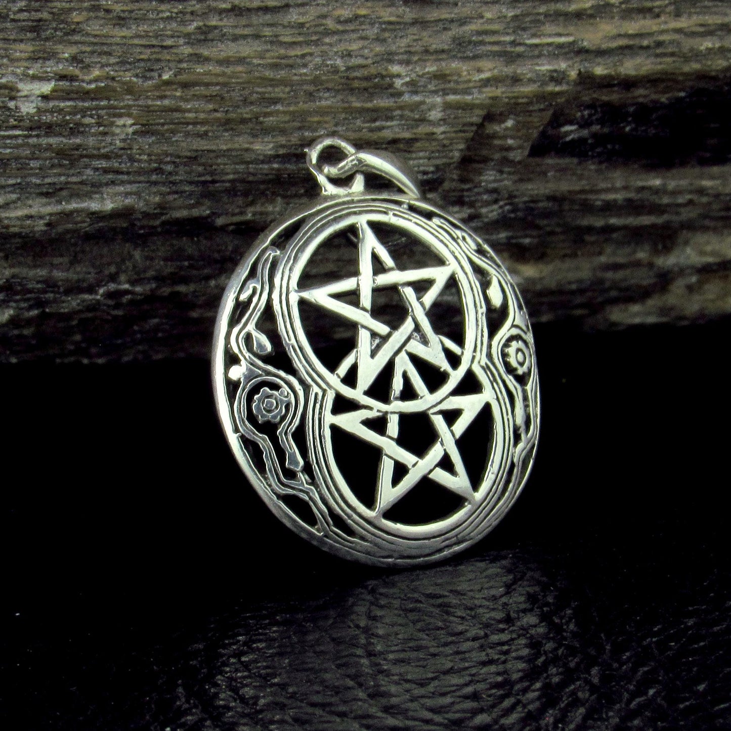 Solid 925 Sterling Silver Double Pentacle Pendant, Wiccan Protection Pentagram, Dual Star Talisman
