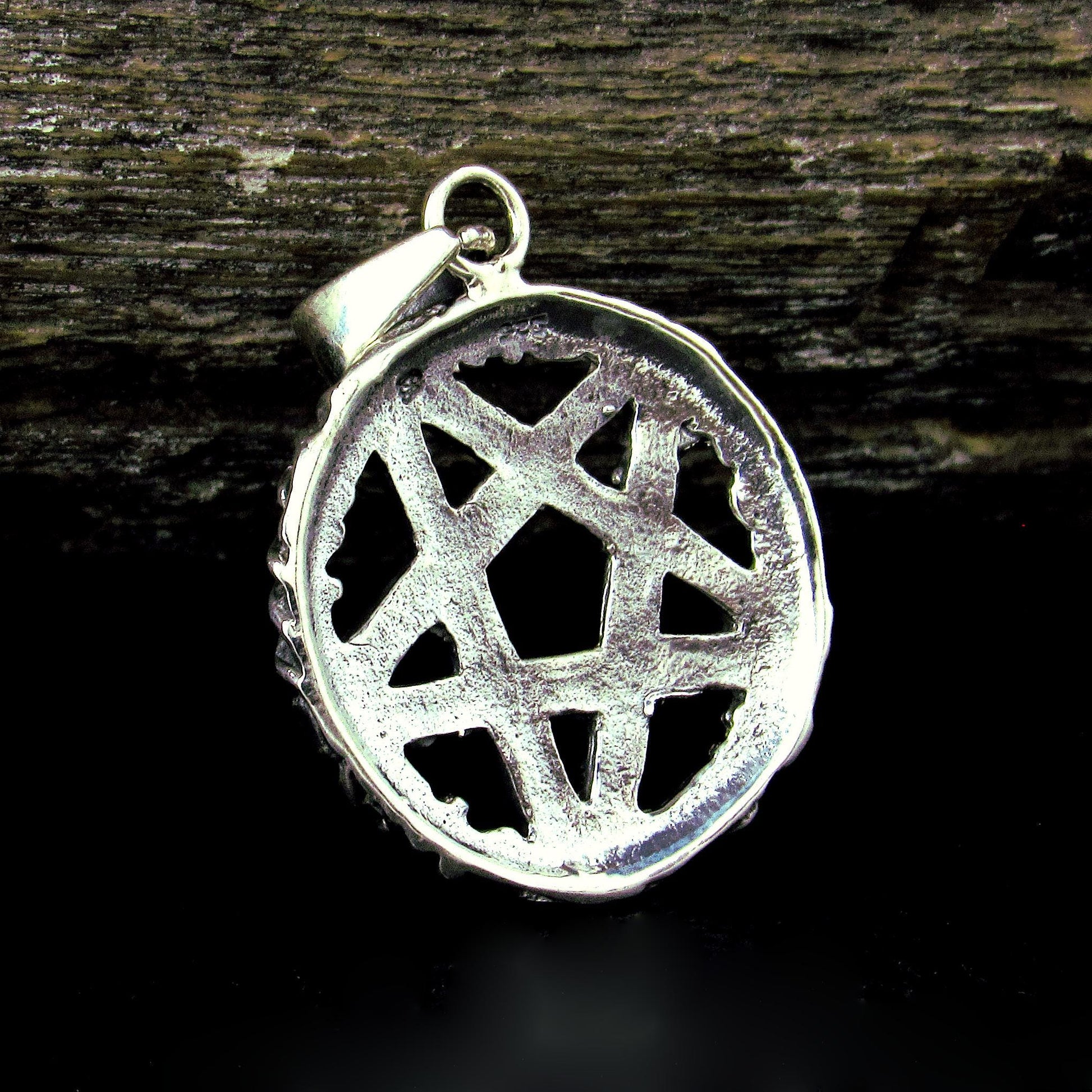 Solid 925 Sterling Silver Twisted Branches Inverted Pentagram Pentacle Pendant – Tree of Life Star