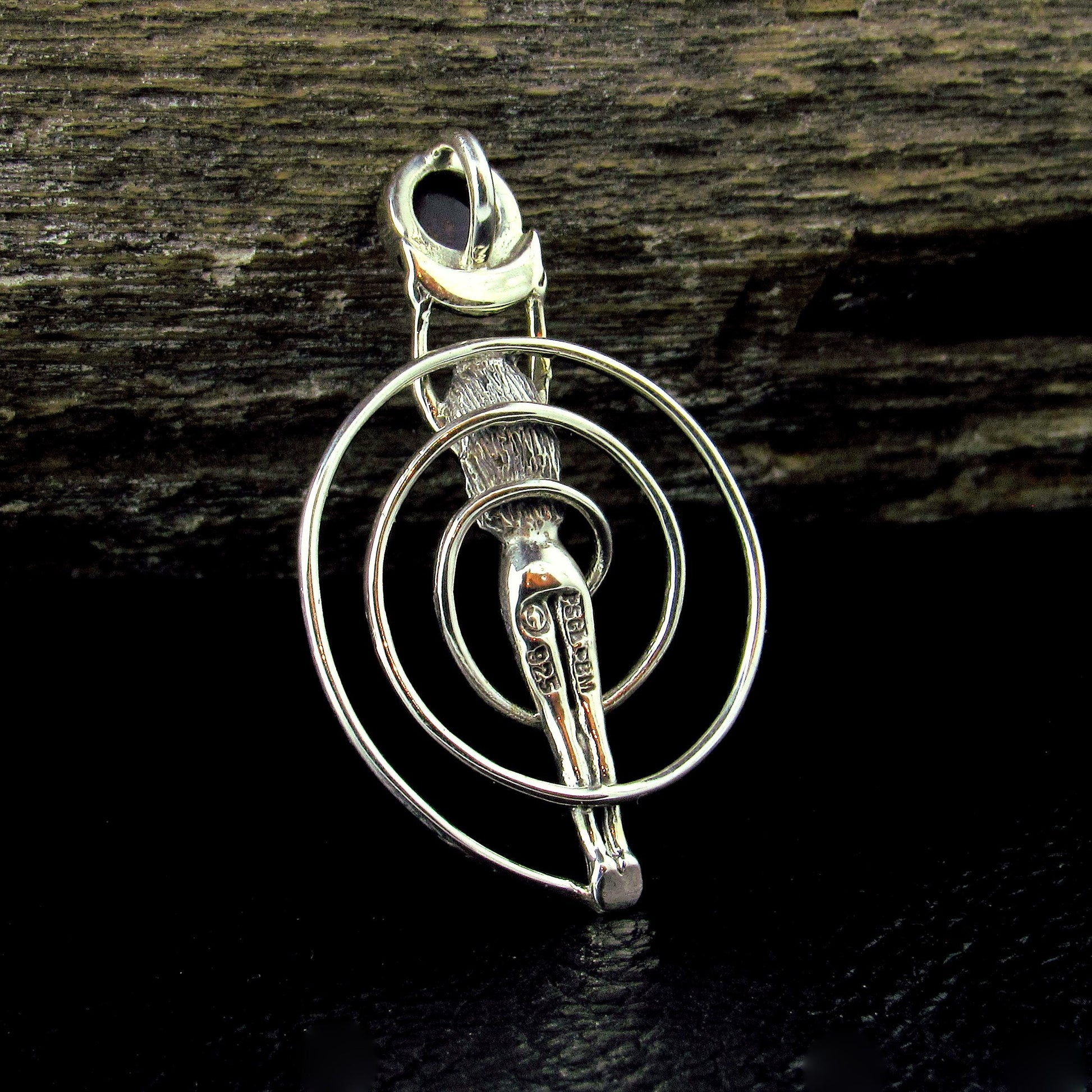 Solid 925 Sterling Silver Spiral Goddess Pendant – Fertility Goddess with Amethyst, Garnet, Moonstone, Topaz