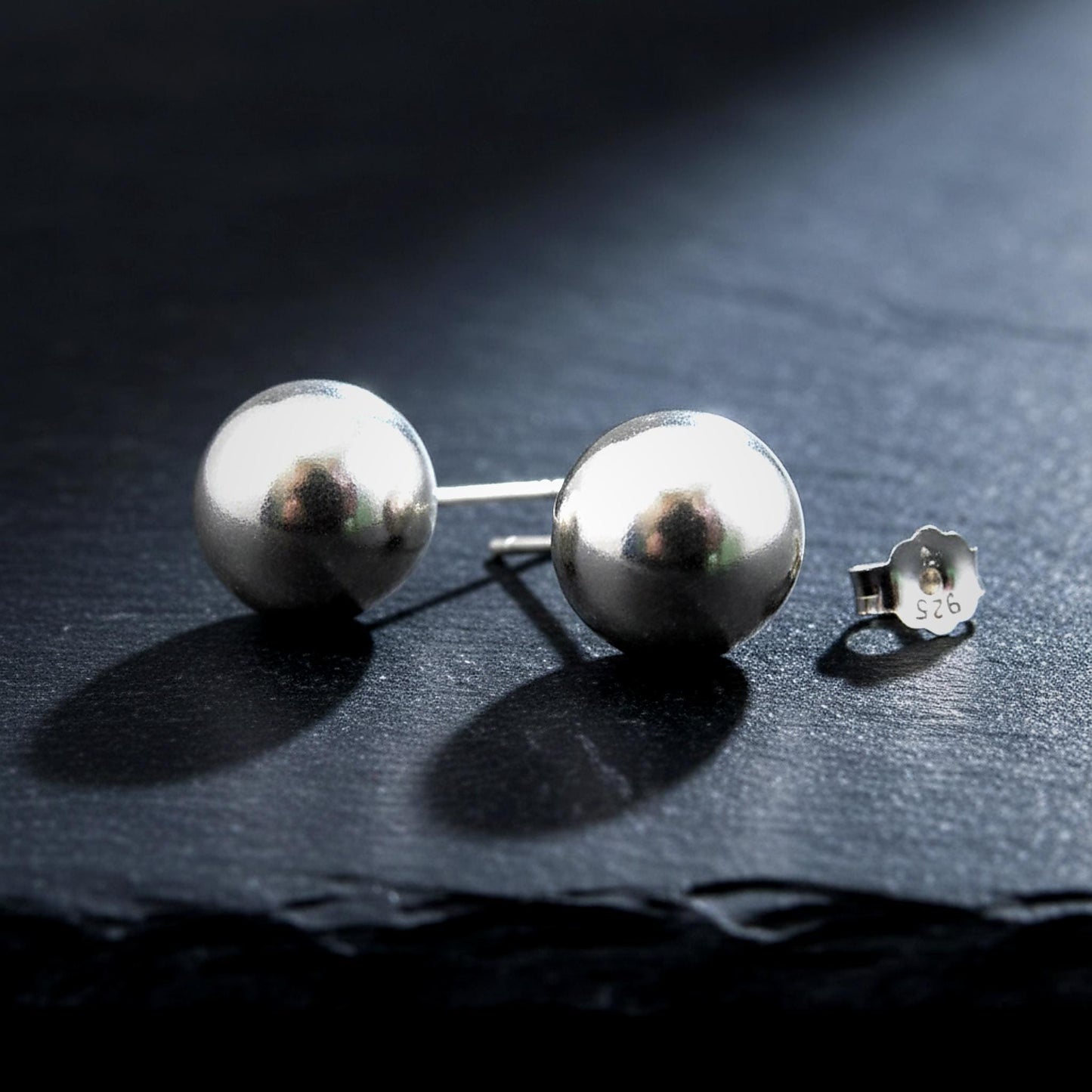Solid 925 Sterling Silver Ball Stud Earrings – Simple Round Studs in Small, Medium & Large Sizes – Minimalist Earring Balls for Men / Women