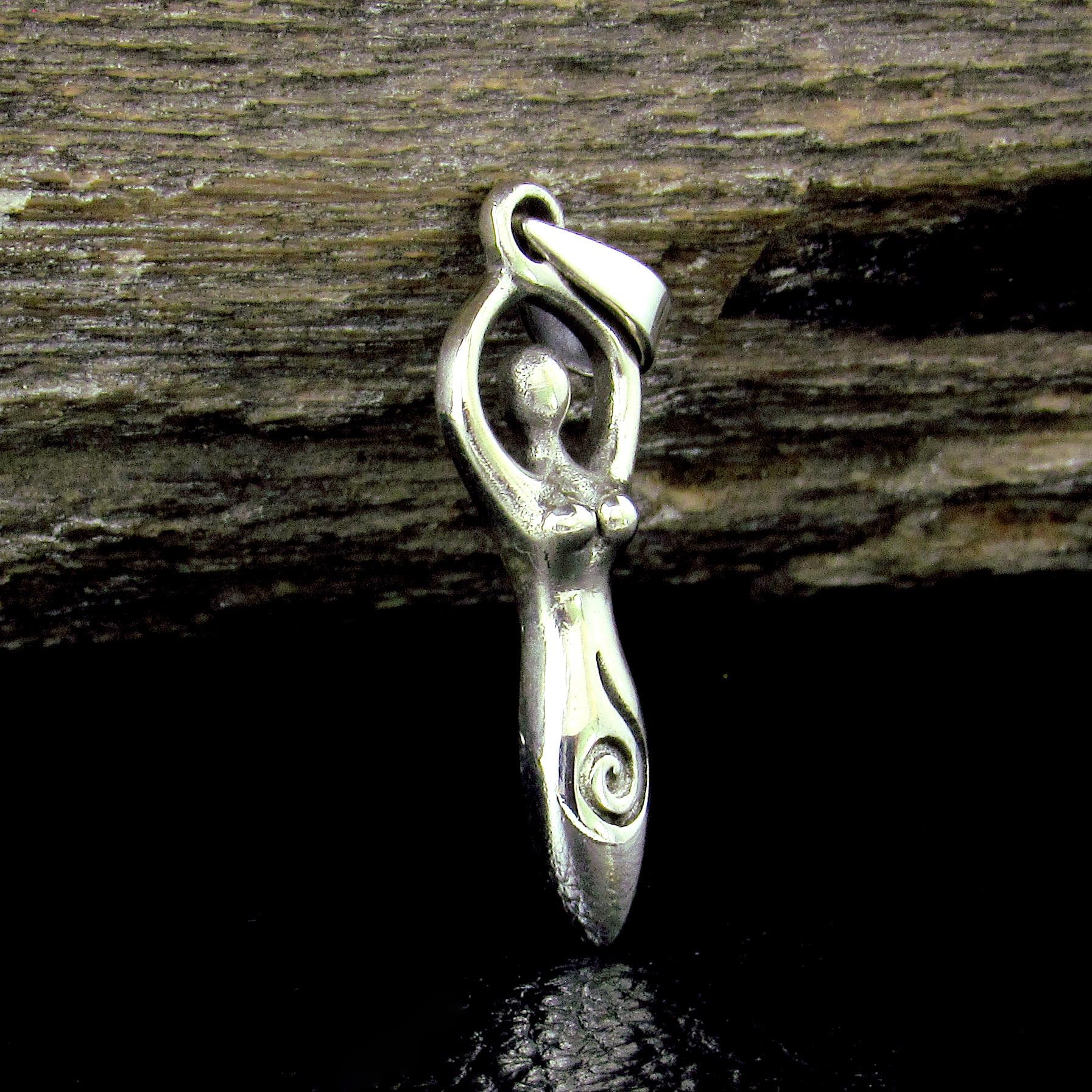 Solid 925 Sterling Silver Spiral Goddess Pendant – Feminine Energy Symbol, Divine Feminist Amulet
