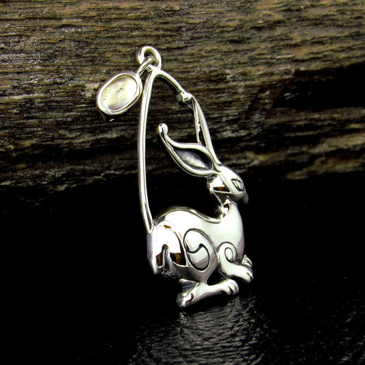 Solid 925 Sterling Silver Rabbit Ostara Goddess Pendant