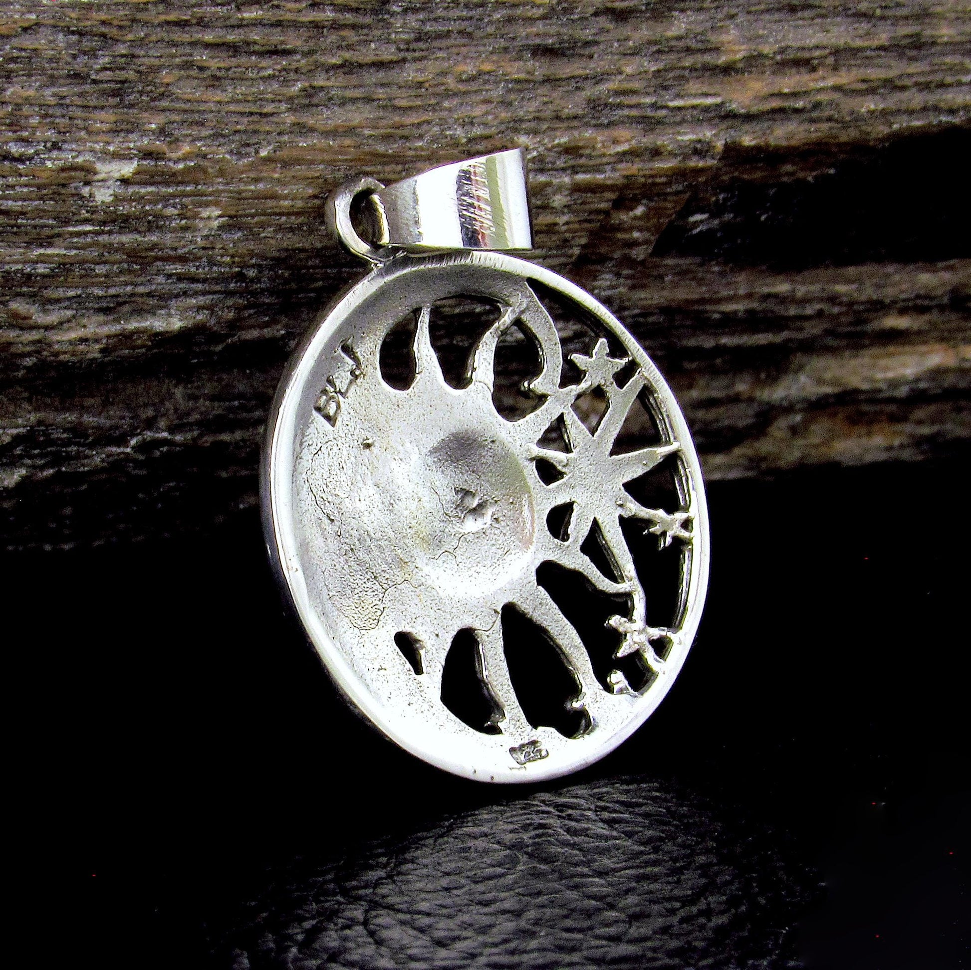 Solid 925 Sterling Silver Sun and Moon Face Pendant, Cosmic Stars Jewelry, Astrology Amulet