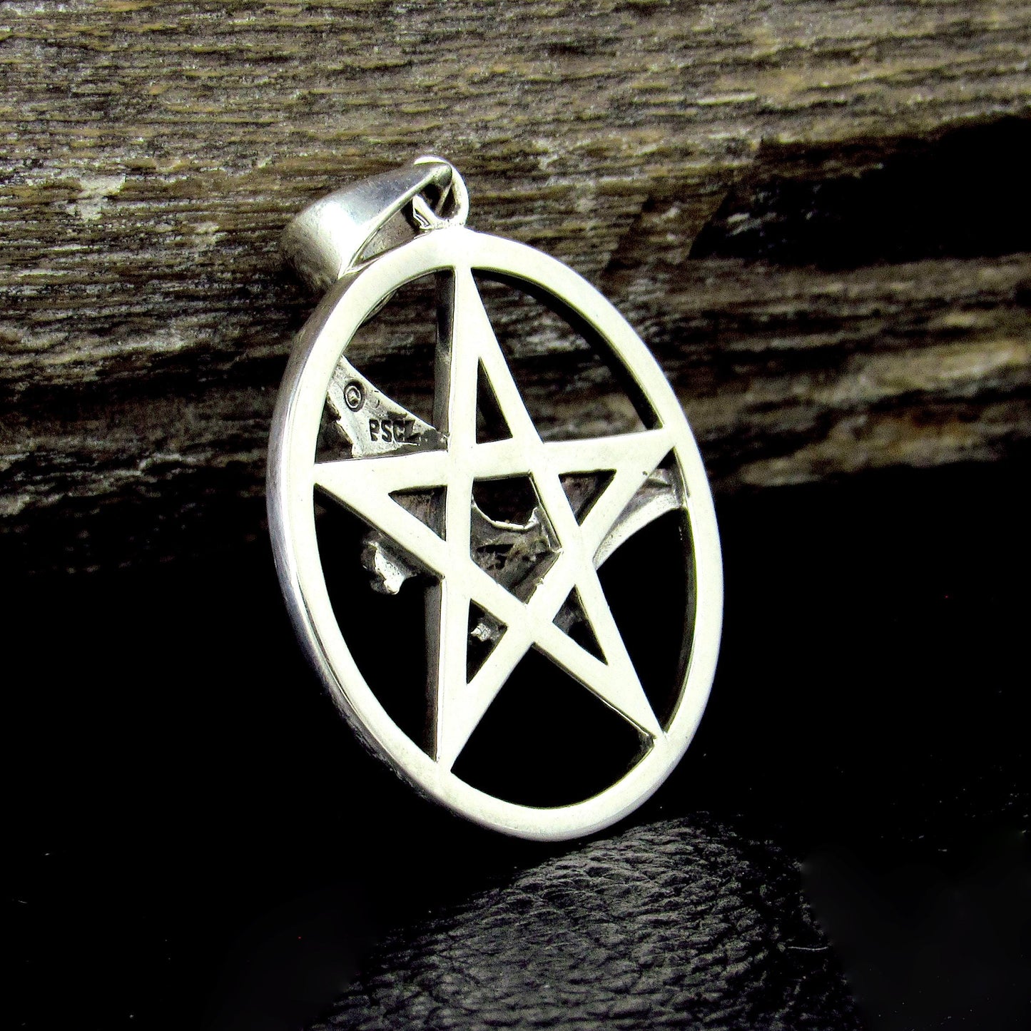 Solid 925 Sterling Silver Owl Pentacle Pendant, Flying Owl Pentagram Amulet, Pagan Protection Talisman