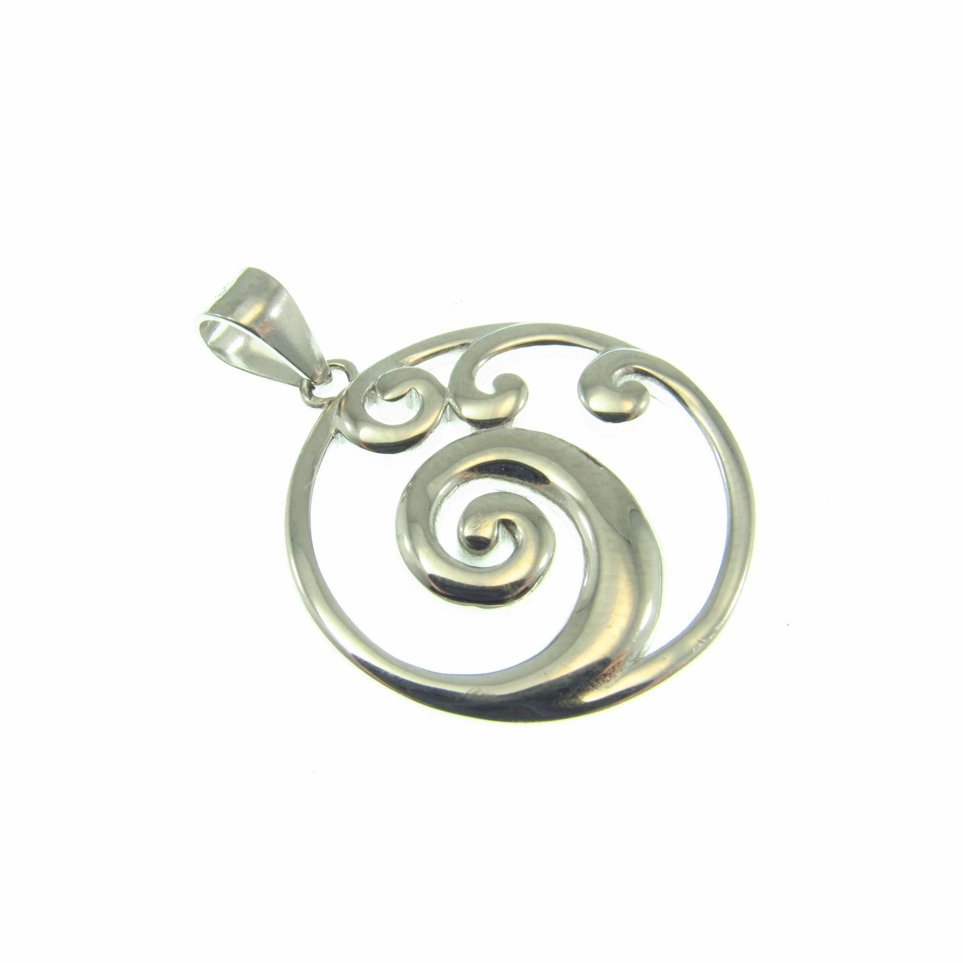 Solid 925 Sterling Silver Ocean Wave Pendant – Beach Necklace Charm - Sea Surfer Jewelry