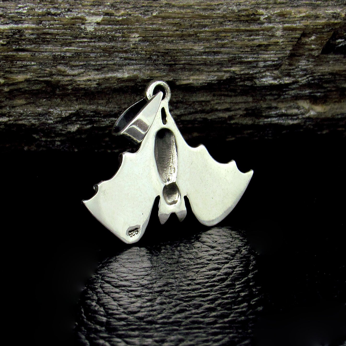 Solid 925 Sterling Silver Hanging Bat Pendant – Gothic Vampire Necklace Charm, Halloween Jewelry, Occult Gift for Men & Women, Bat Totem