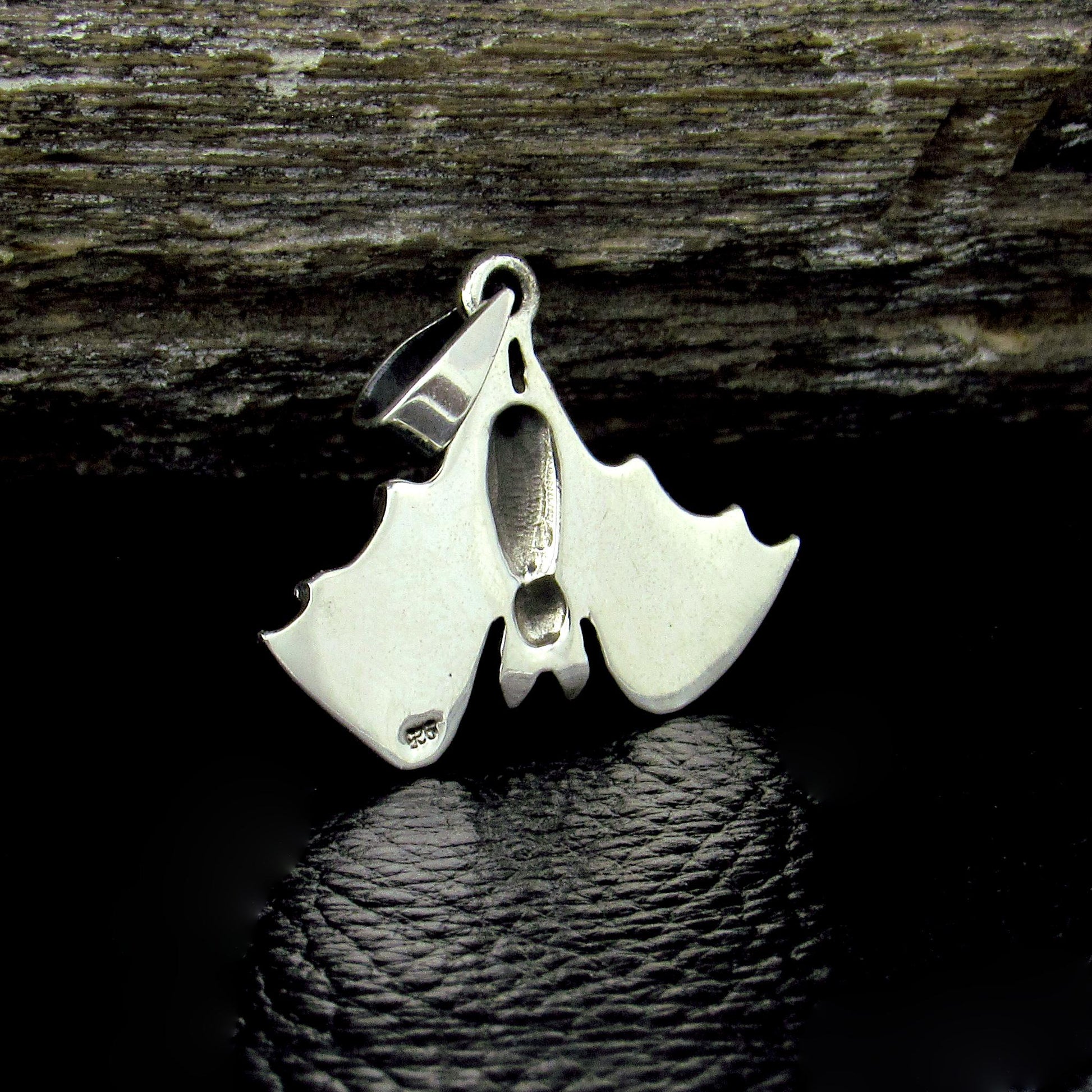 Solid 925 Sterling Silver Hanging Bat Pendant – Gothic Vampire Necklace Charm, Halloween Jewelry, Occult Gift for Men & Women, Bat Totem