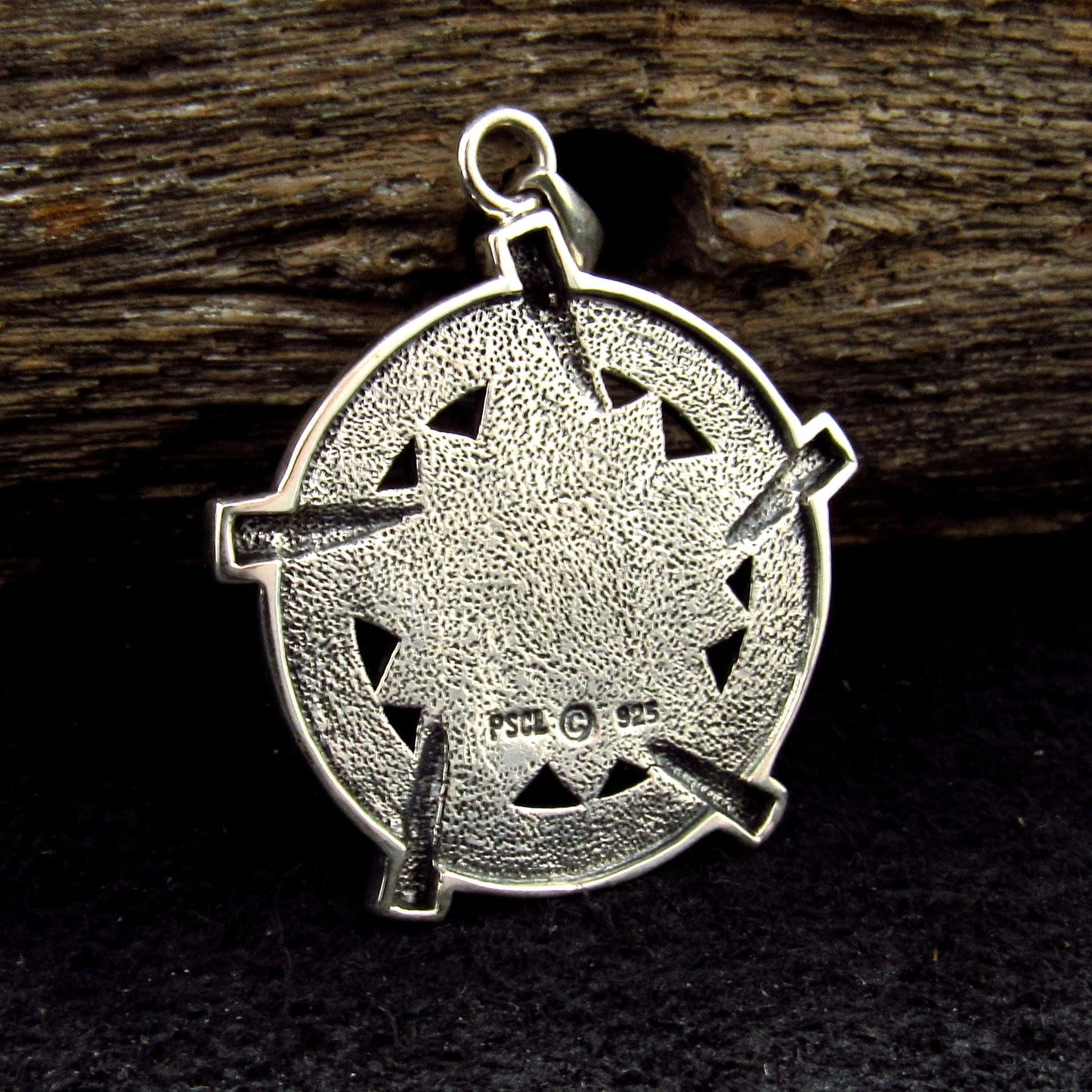 Solid 925 Sterling Silver Universal Broom Pentacle Pendant with Zodiac Symbols, Pagan Jewelry Amulet
