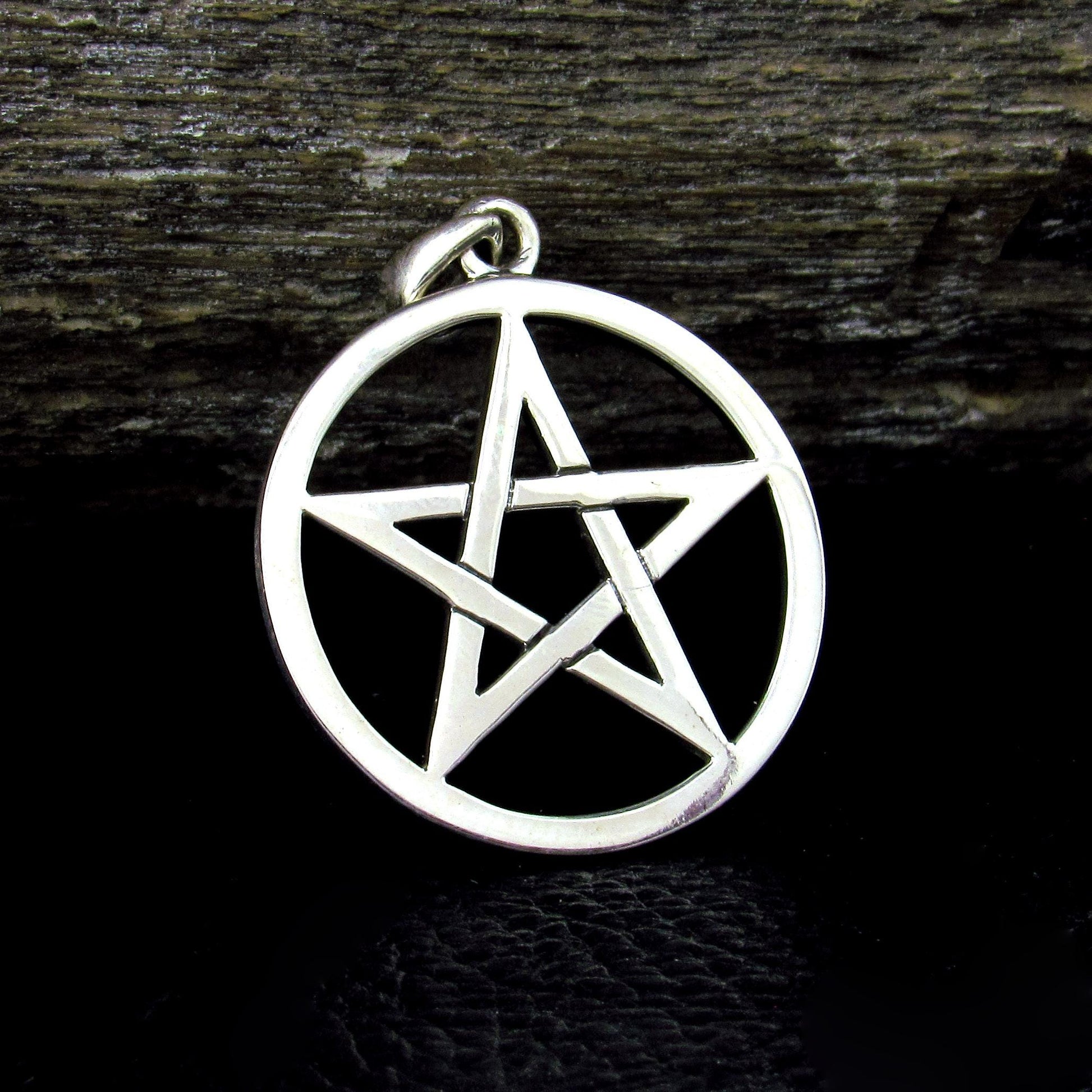 Solid 925 Sterling Silver Pentagram Pendant – Wiccan Protection Amulet, Pagan Jewelry, Occult Symbol