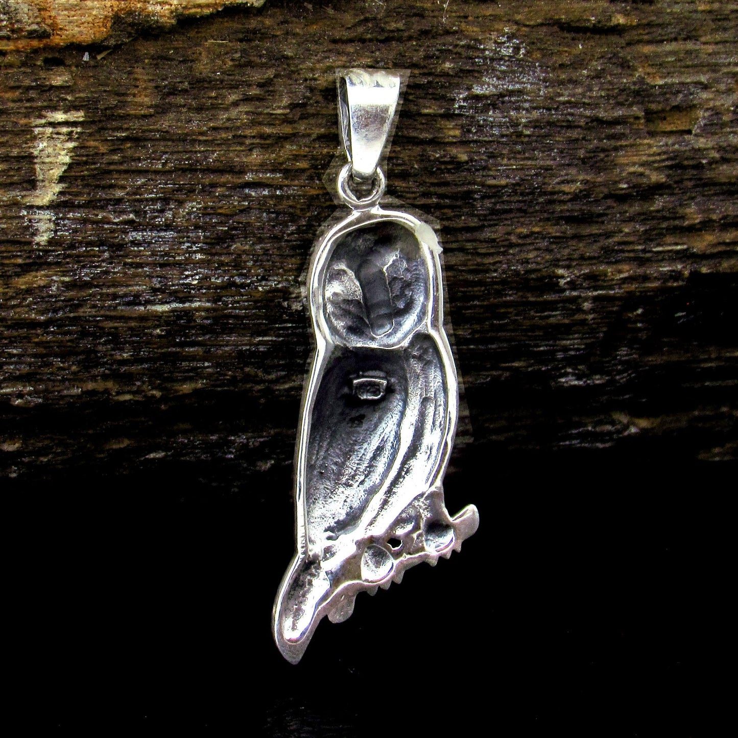 Solid 925 Sterling Silver Owl Pendant - Barn Owl Necklace Amulet - Nocturnal Bird Jewelry - Nature Charm for Her or Him - Symbol of Wisdom