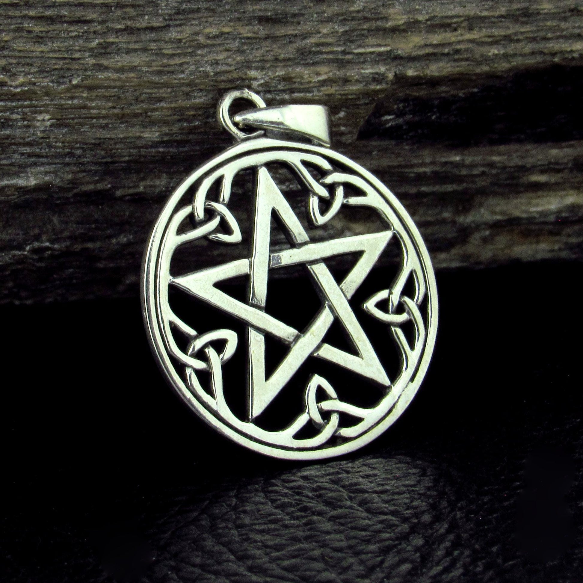Solid 925 Sterling Silver Celtic Pentacle Pendant - Trinity Knot Pentagram Talisman - Pagan Jewelry Amulet