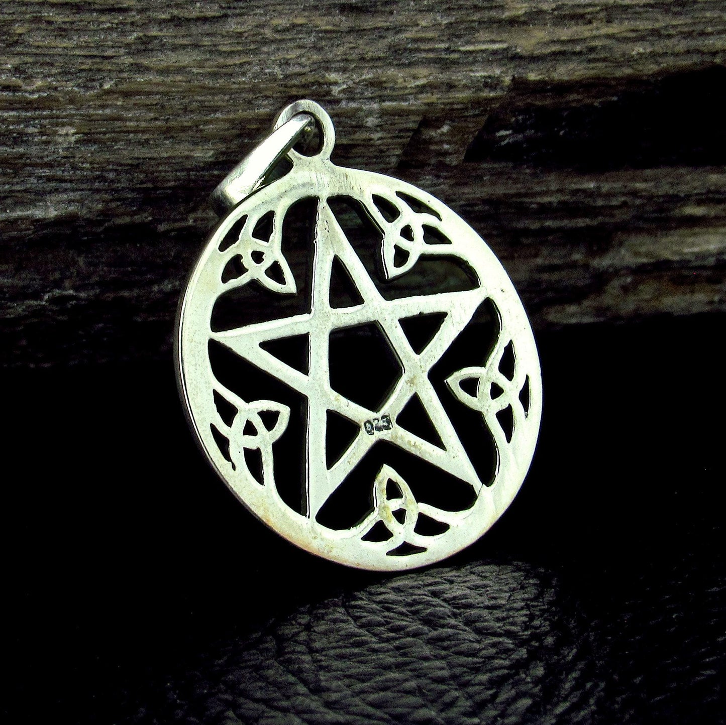 Solid 925 Sterling Silver Celtic Pentacle Pendant - Trinity Knot Pentagram Talisman - Pagan Jewelry Amulet
