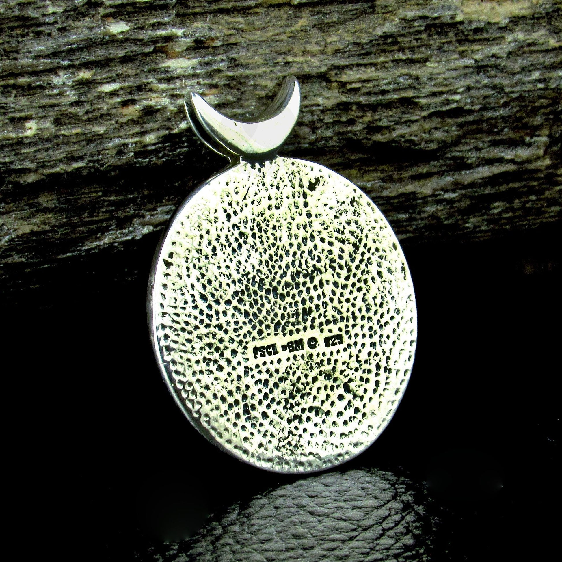 Solid 925 Sterling Silver Magic Witch's Cauldron Pendant With Iconic Wiccan Symbols, Crescent Moon Pentacle Amulet