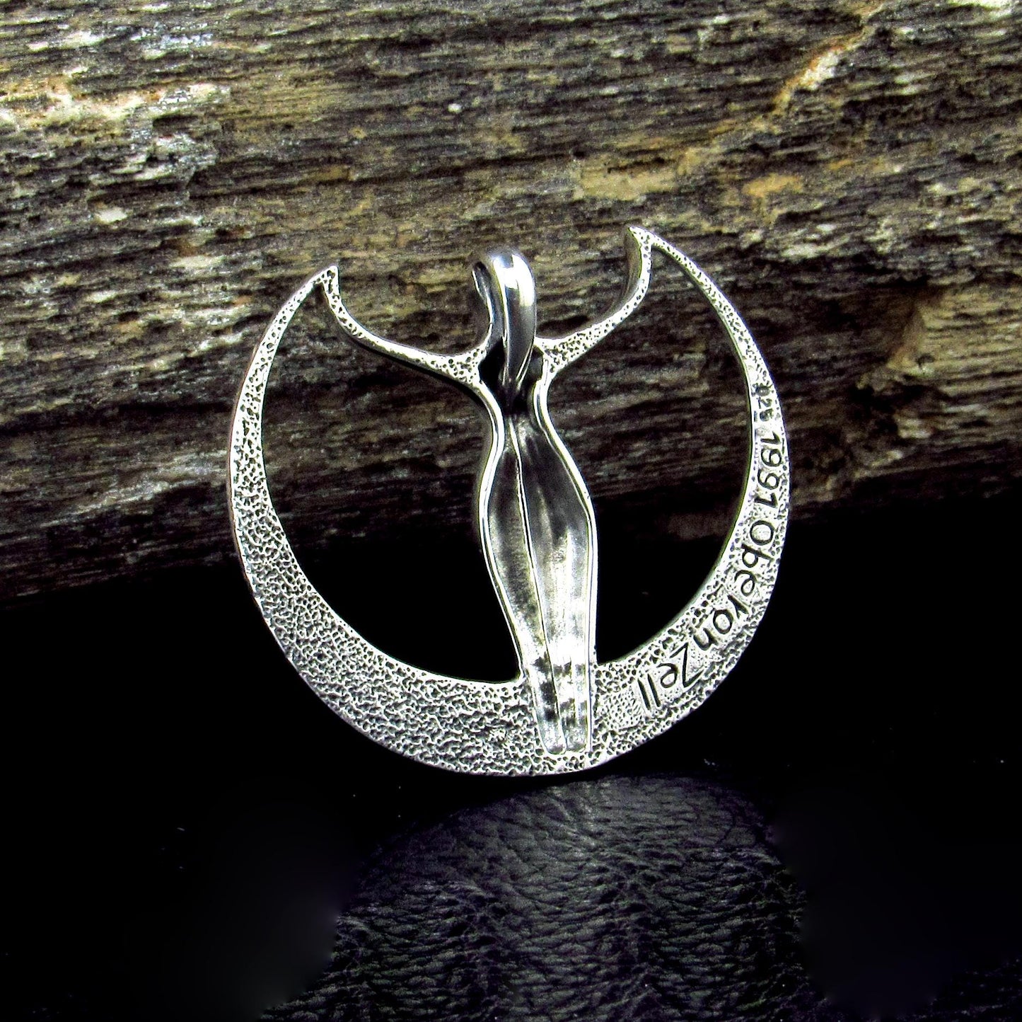 Solid 925 Sterling Silver Astra Star Goddess Pendant, Art Deco Moon Goddess Necklace Amulet