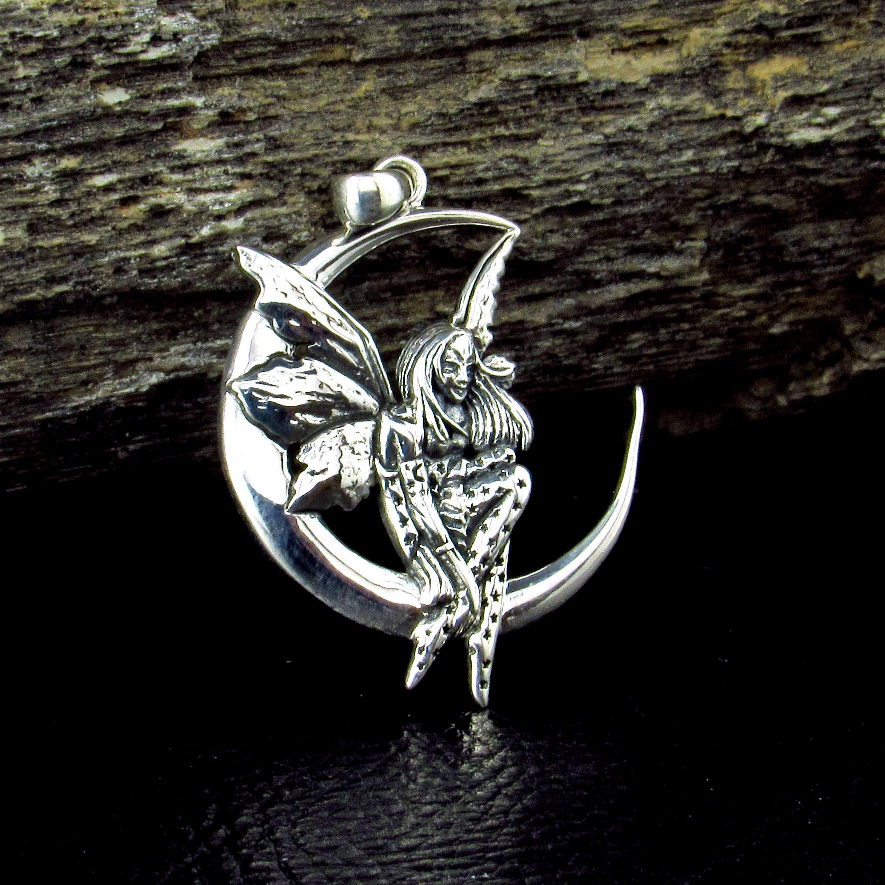 Solid 925 Sterling Silver Moon Dream Fairy Pendant Designed by Renown Fantasy Artist Amy Brown