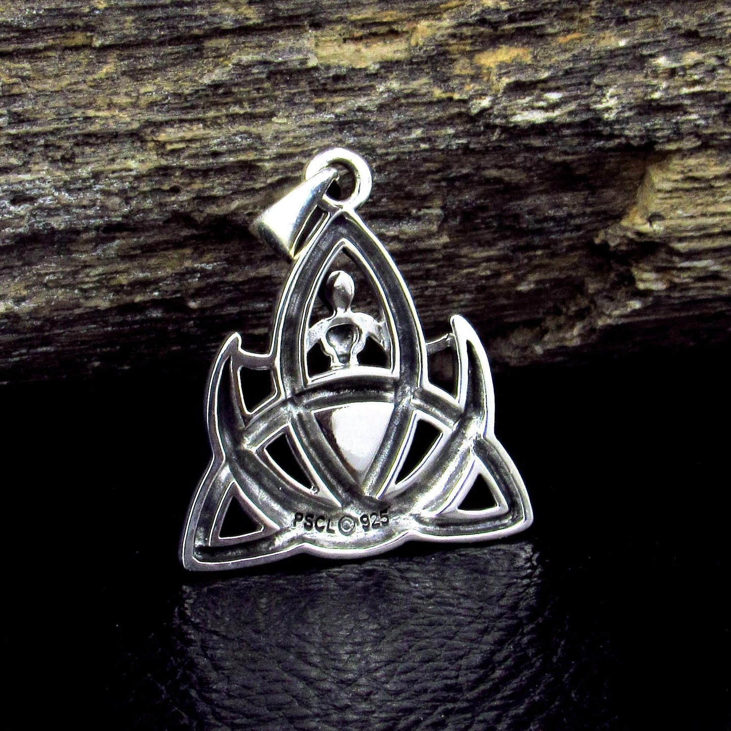Solid 925 Sterling Silver Celtic Trinity Knot & Goddess Pendant, Majestic Power of Three, Triquetra Goddess Amulet, Awen Jewelry