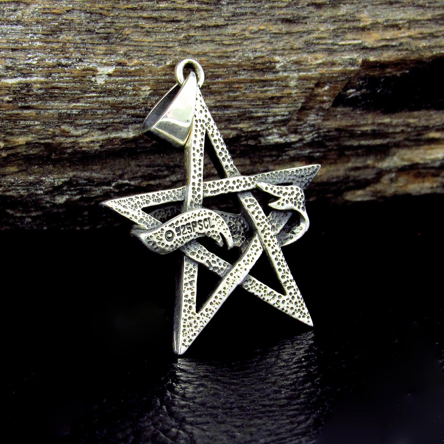 Solid 925 Sterling Silver Witch Diva Pentagram Pendant, Pagan / Wiccan Amulet, Gothic & Occult Jewelry